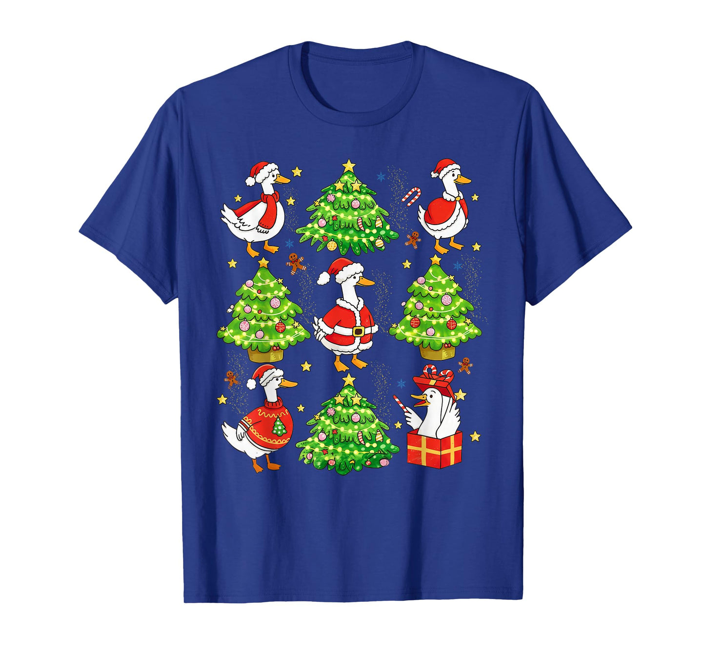 Silly Goose Christmas Santa Goose Xmas Tree Lights Holiday T-Shirt