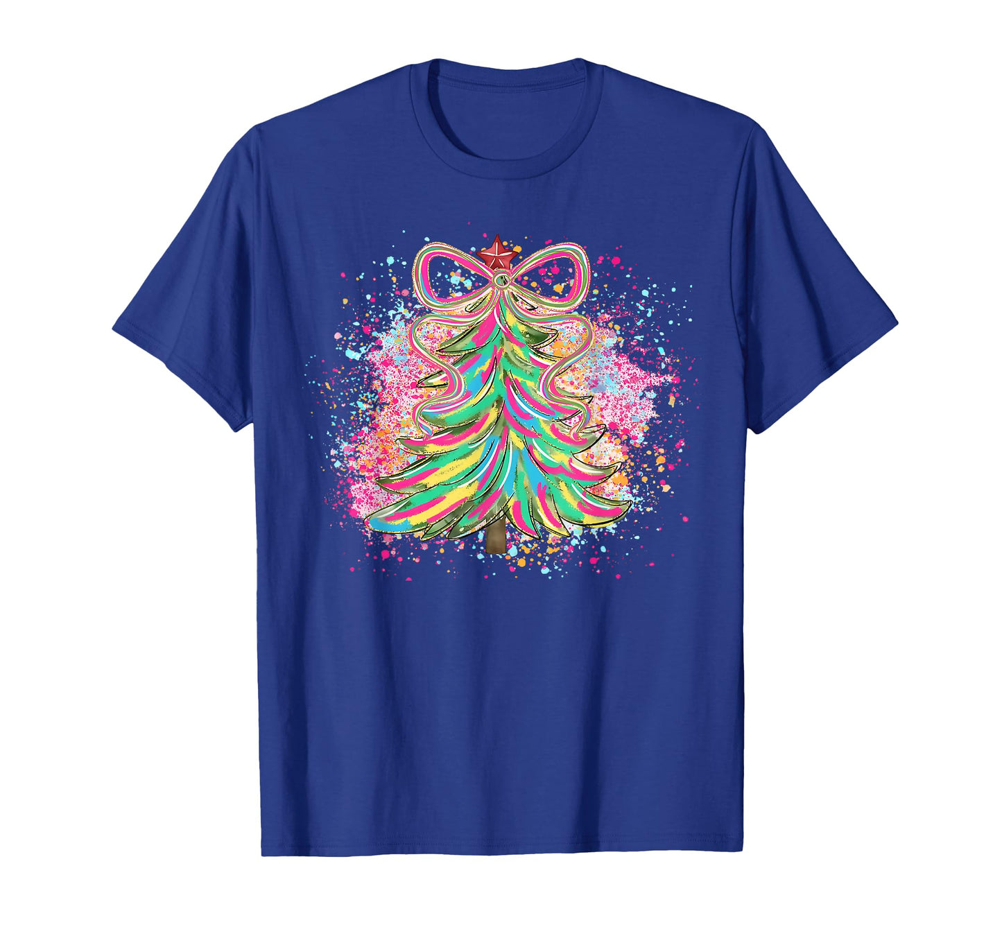 Coquette Bow Funny Merry Christmas Xmas Tree Pajamas Holiday T-Shirt