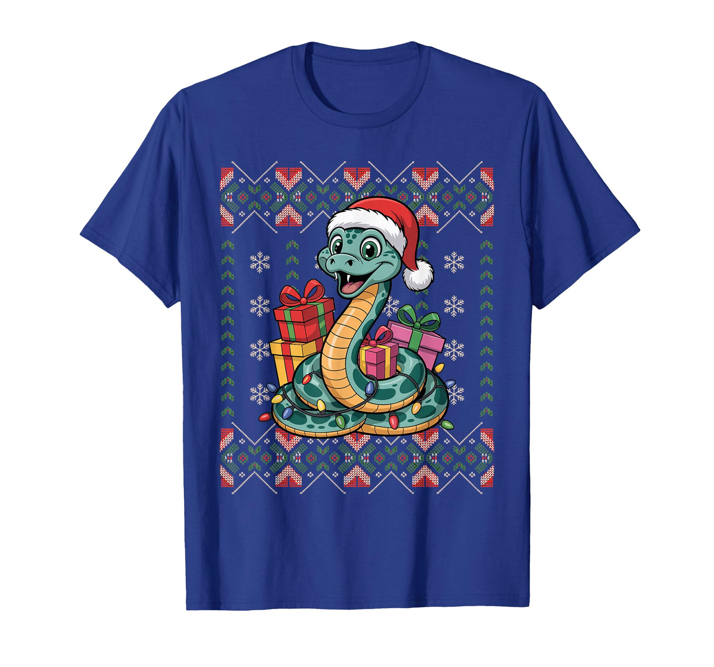 Santa Snake Christmas Ugly Sweater Funny Holiday Pajamas T-Shirt