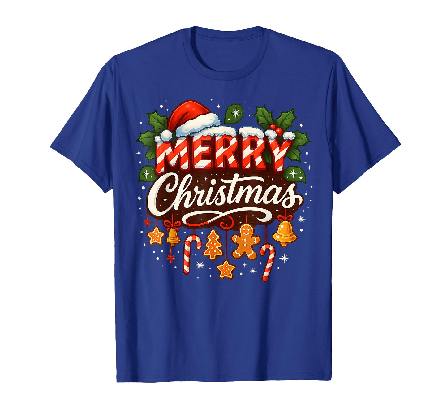 Merry Christmas Lights Red Santa Hat Family Xmas Pajamas T-Shirt