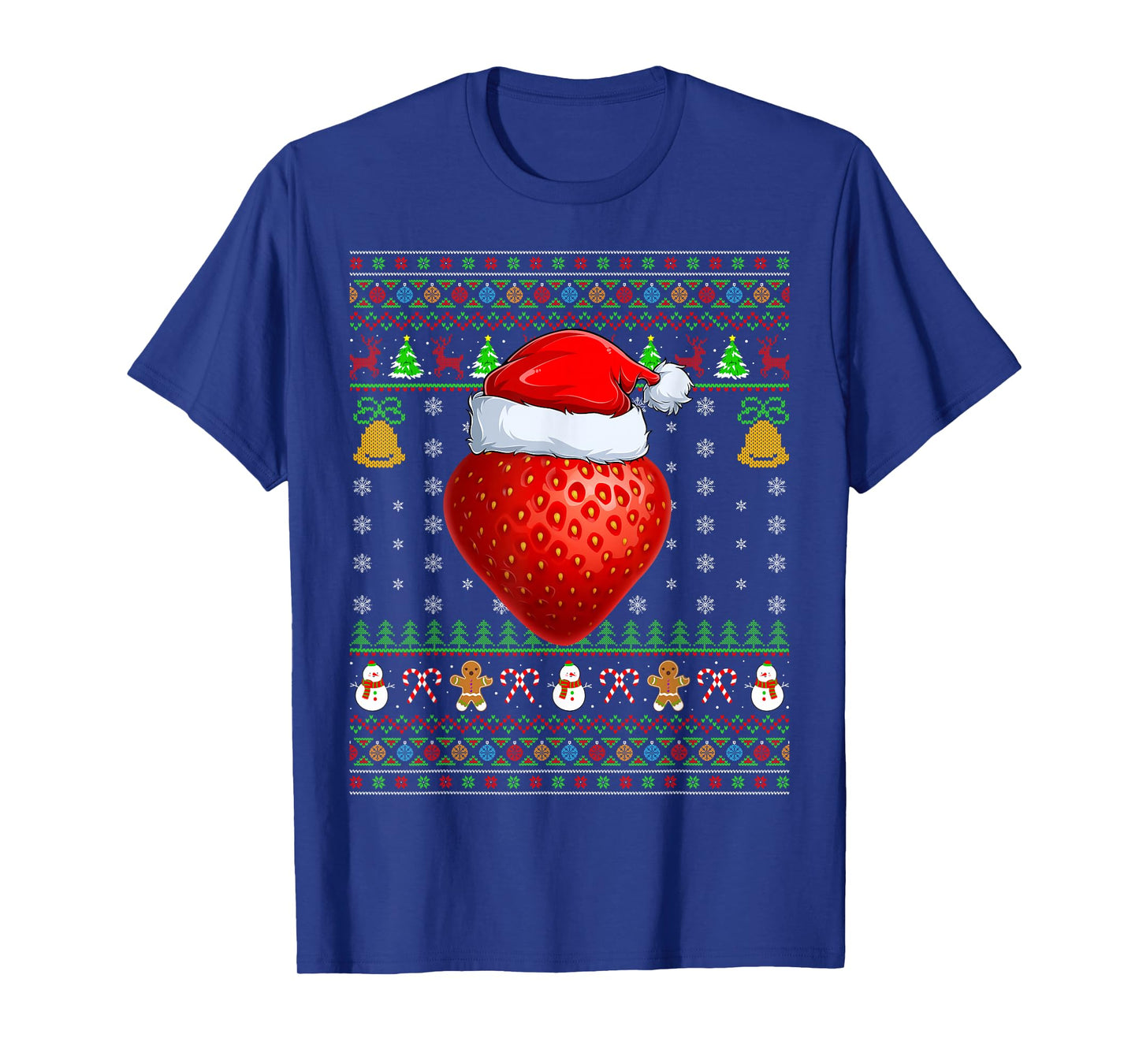 Strawberry Christmas Lights Funny Santa Ugly Sweaters Xmas T-Shirt