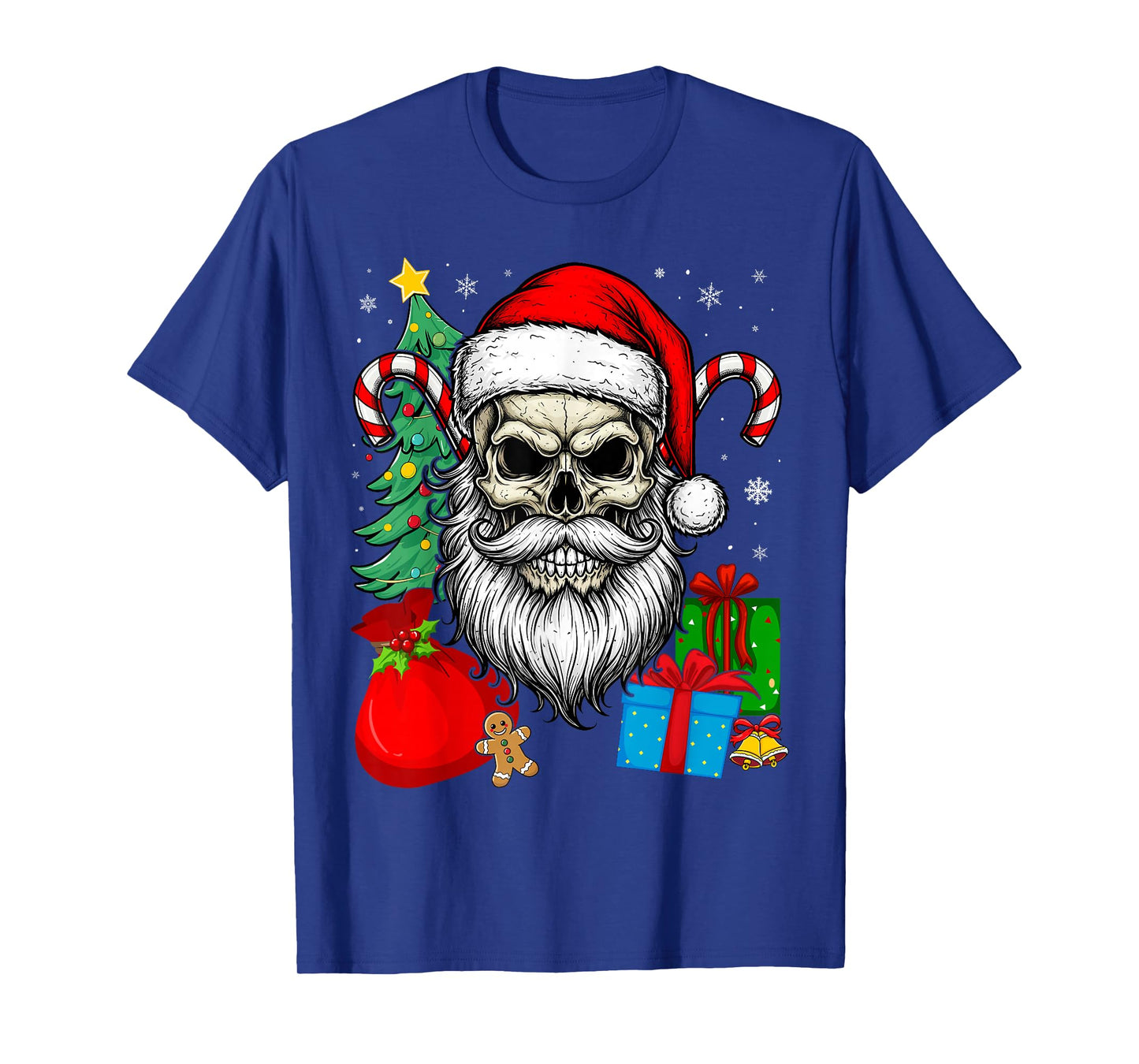 Santa Skull Skeleton Candy Cane Christmas T-Shirt