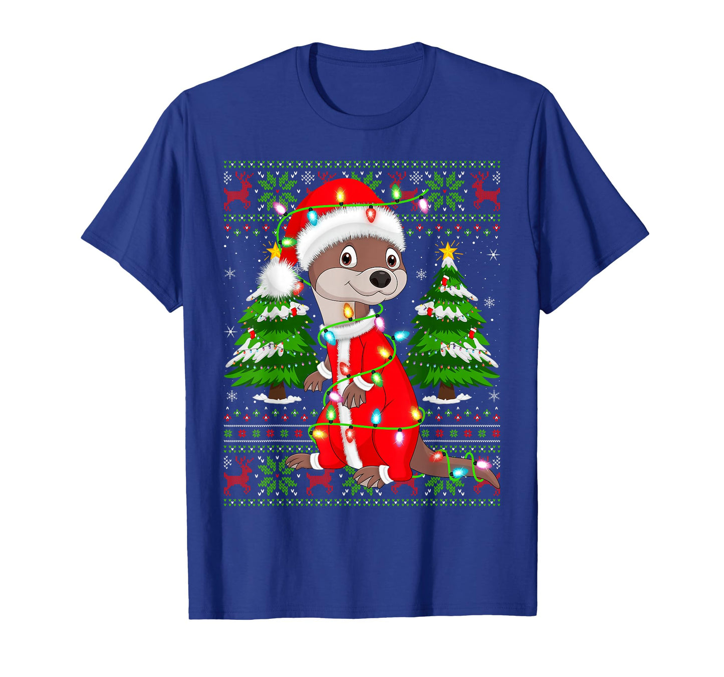 Otter Christmas Lights Santa Costume Ugly Xmas Sweaters T-Shirt