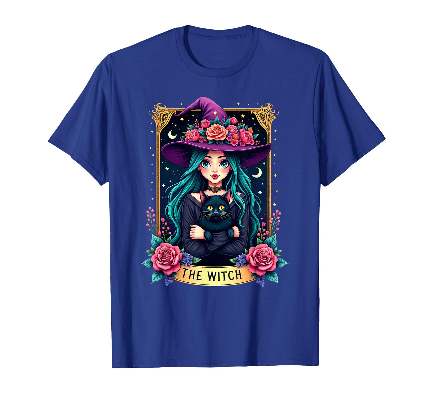 Gothic Tarot Card The Witch with Black Cat T-Shirt
