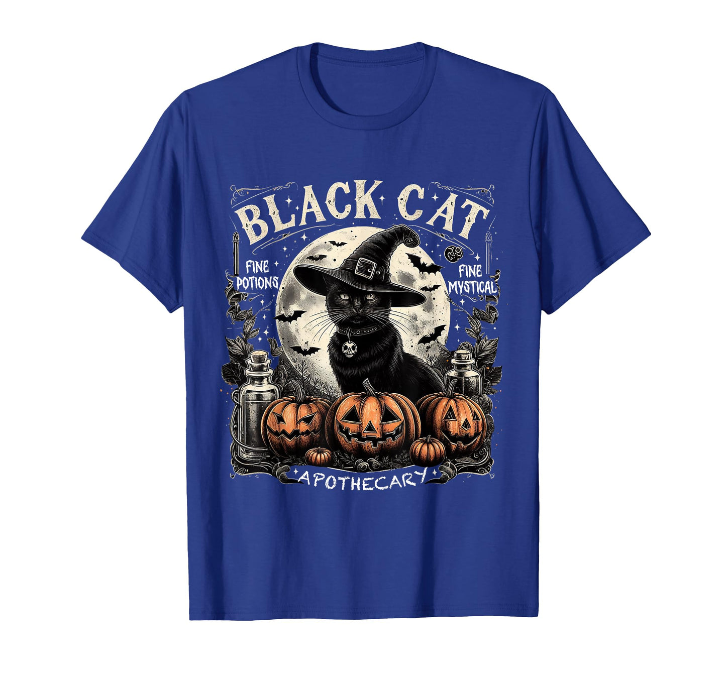 Black Cat Apothecary Vintage Halloween Gothic Art T-Shirt