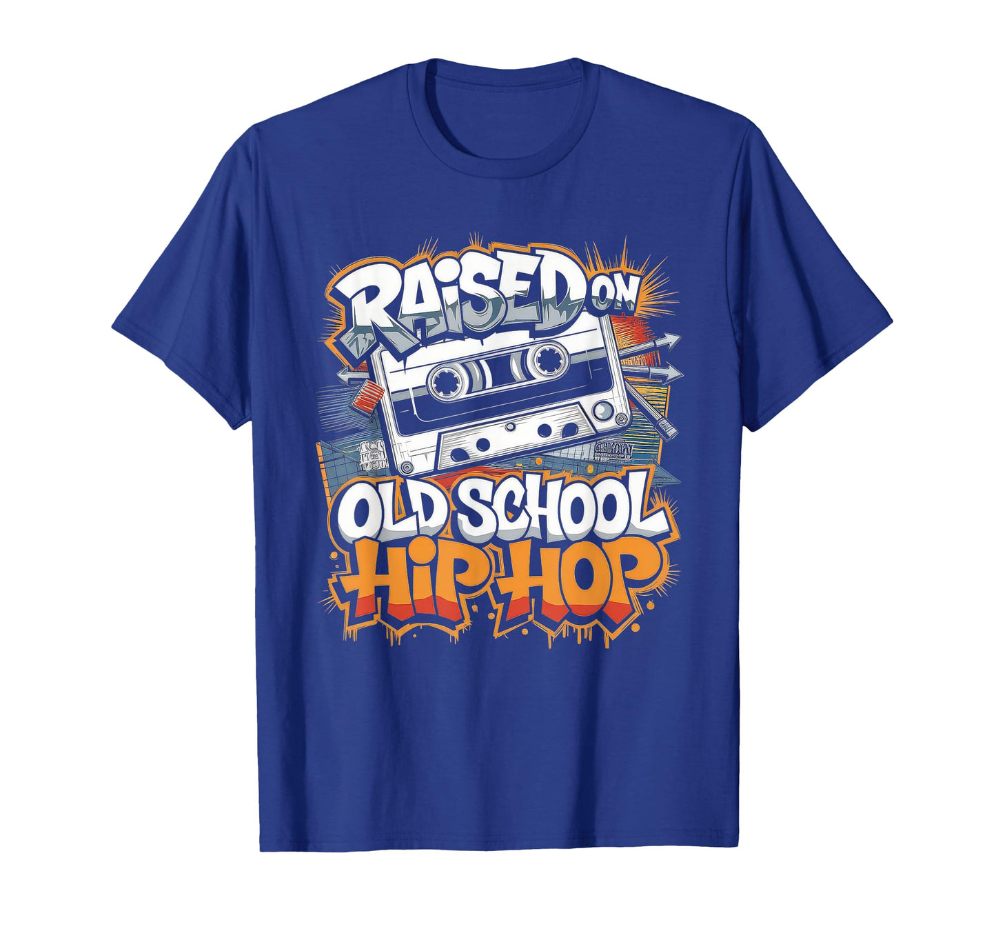 RAISED ON OLD SCHOOL HIP HOP Tshirt Cassette Graffiti Rap T-Shirt