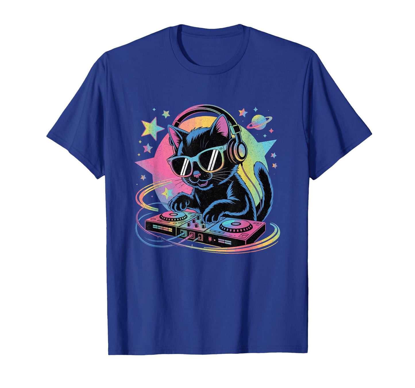 DJ Cat Cool Music Cat DJing on Turntable Funny Cat Lover T-Shirt