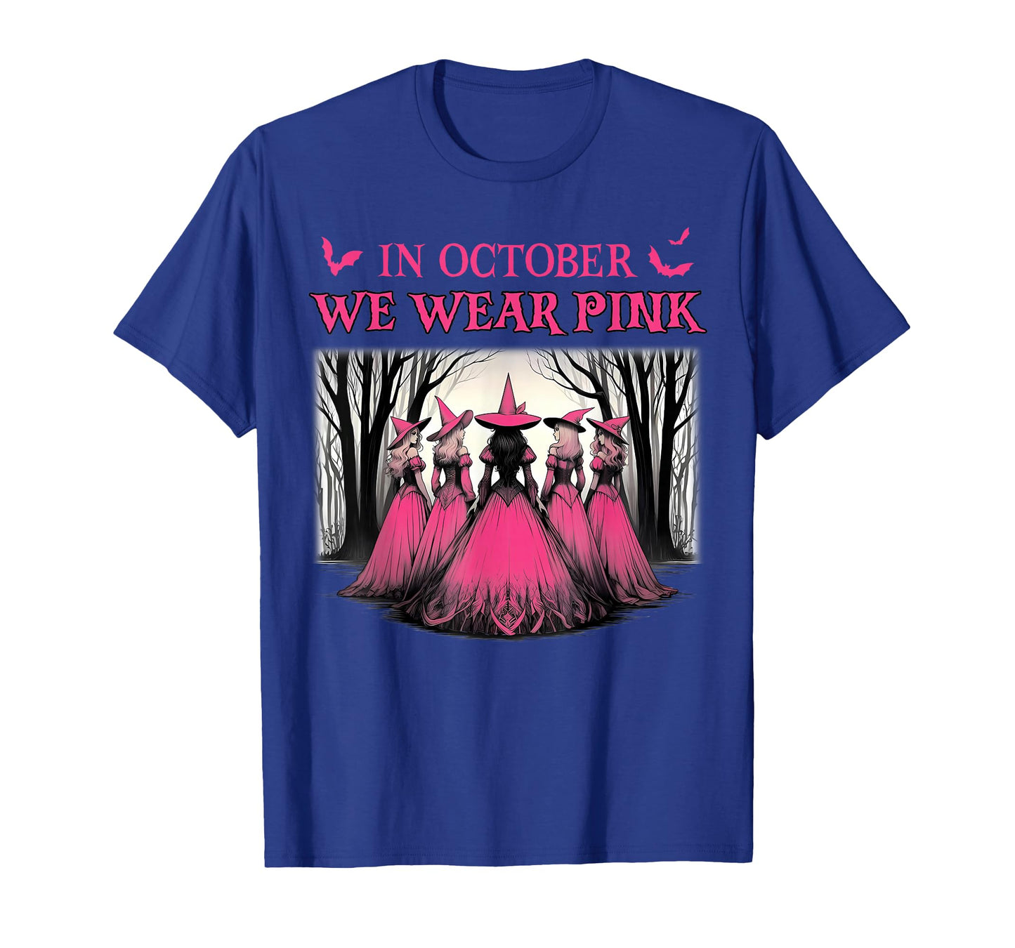 Retro in October We Wear Pink Witch Breast Cancer Awareness T-Shirt