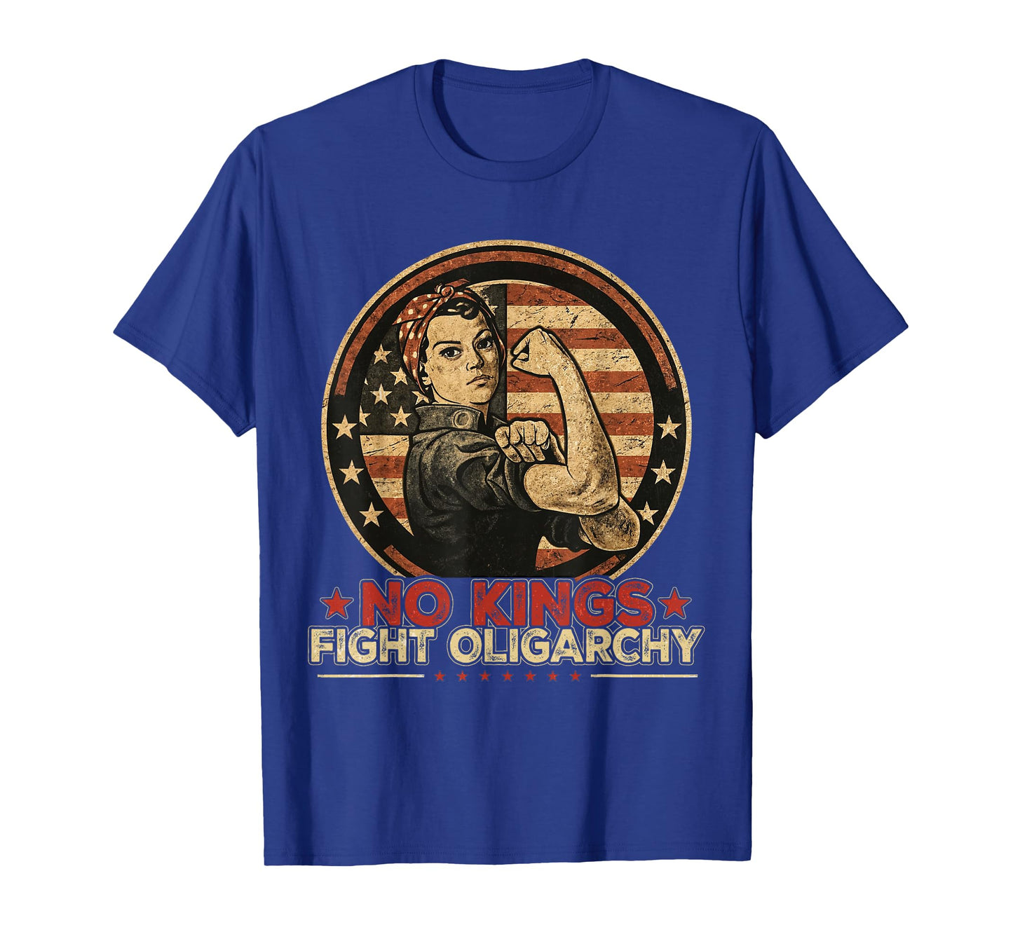 Vintage No Kings Fight Oligarchy America Flag Women Girls T-Shirt