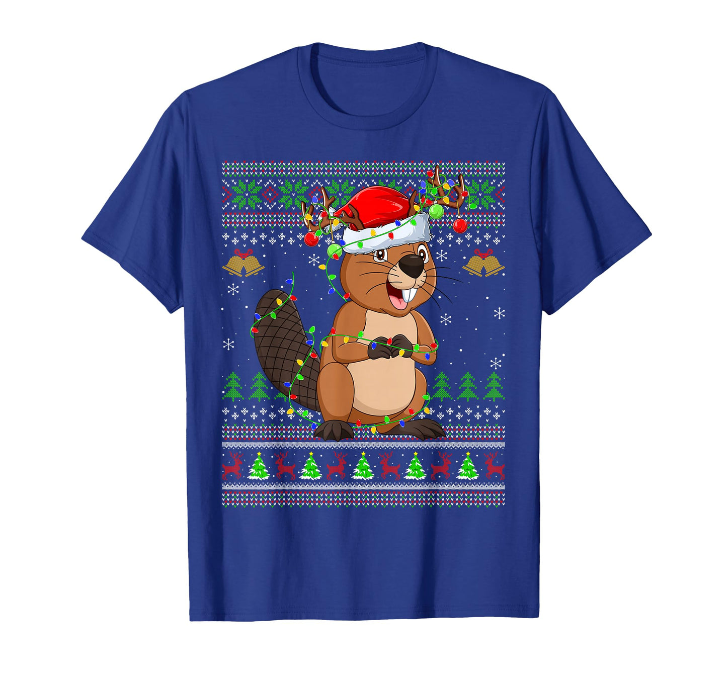 Beaver Ugly Christmas Sweaters Holiday Santa Cute Xmas T-Shirt
