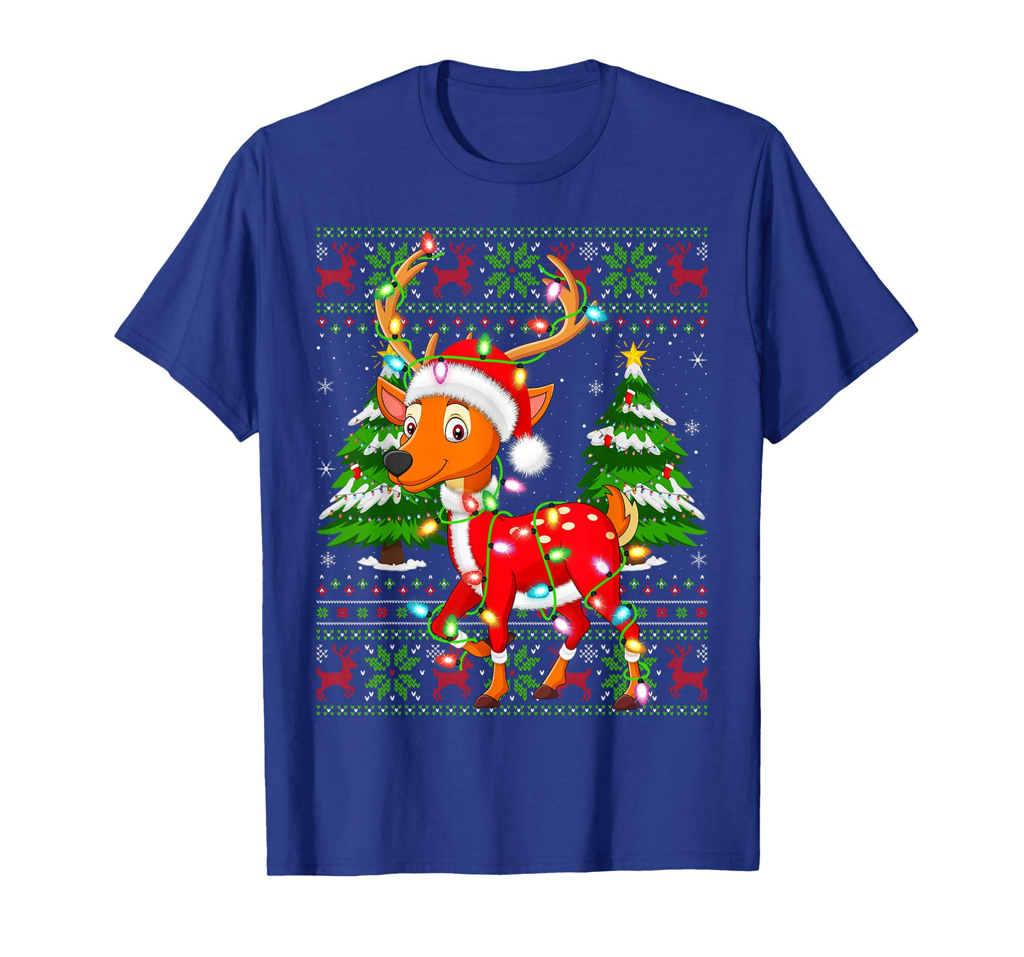 Deer Christmas Lights Santa Costume Ugly Xmas Sweaters T-Shirt