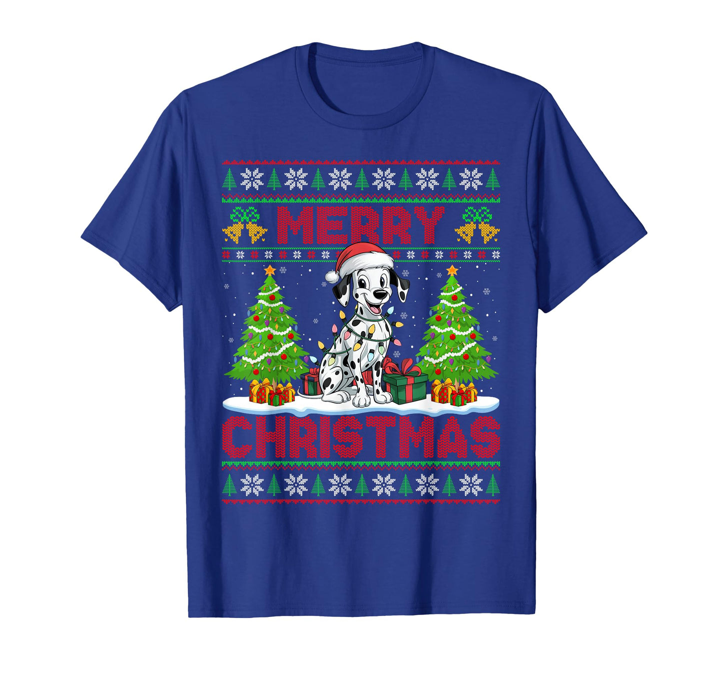 Dalmatian Ugly Christmas Sweaters Funny Pet Dog Lights Xmas T-Shirt