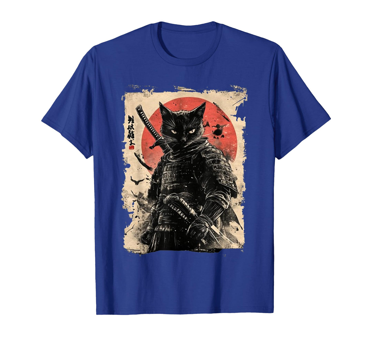 Vintage Japanese Art anime graphic samurai cat warrior T-Shirt for Men Women Kids