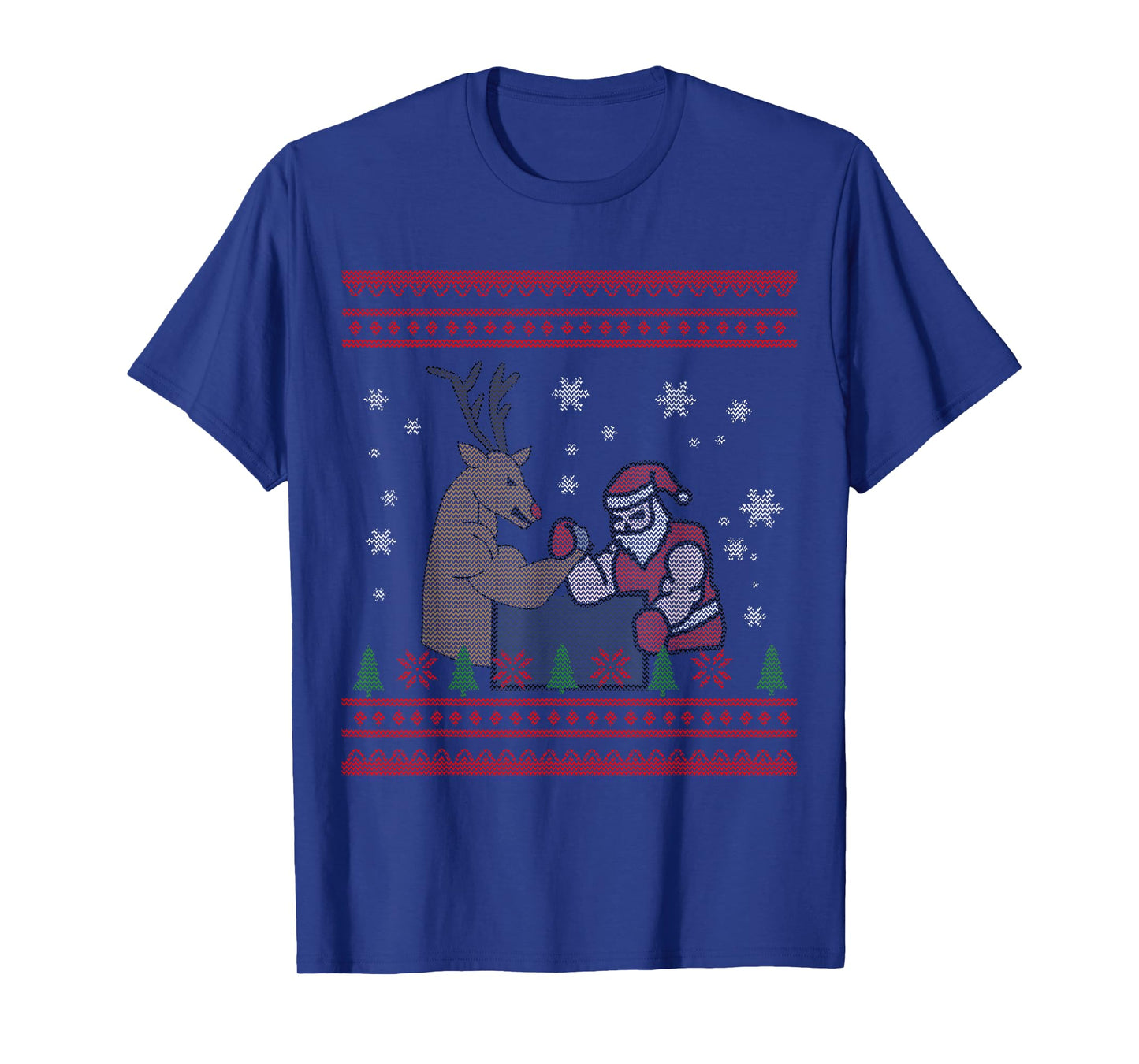 Arm Wrestling Santa Funny Workout Gym Christmas T-Shirt