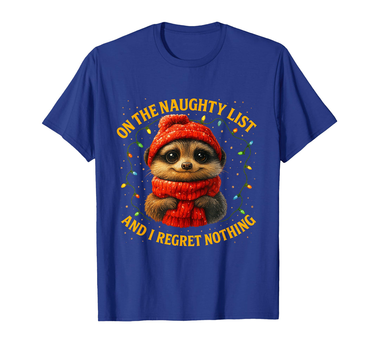 On The Naught List and I Regret Nothing Christmas Racoon T-Shirt
