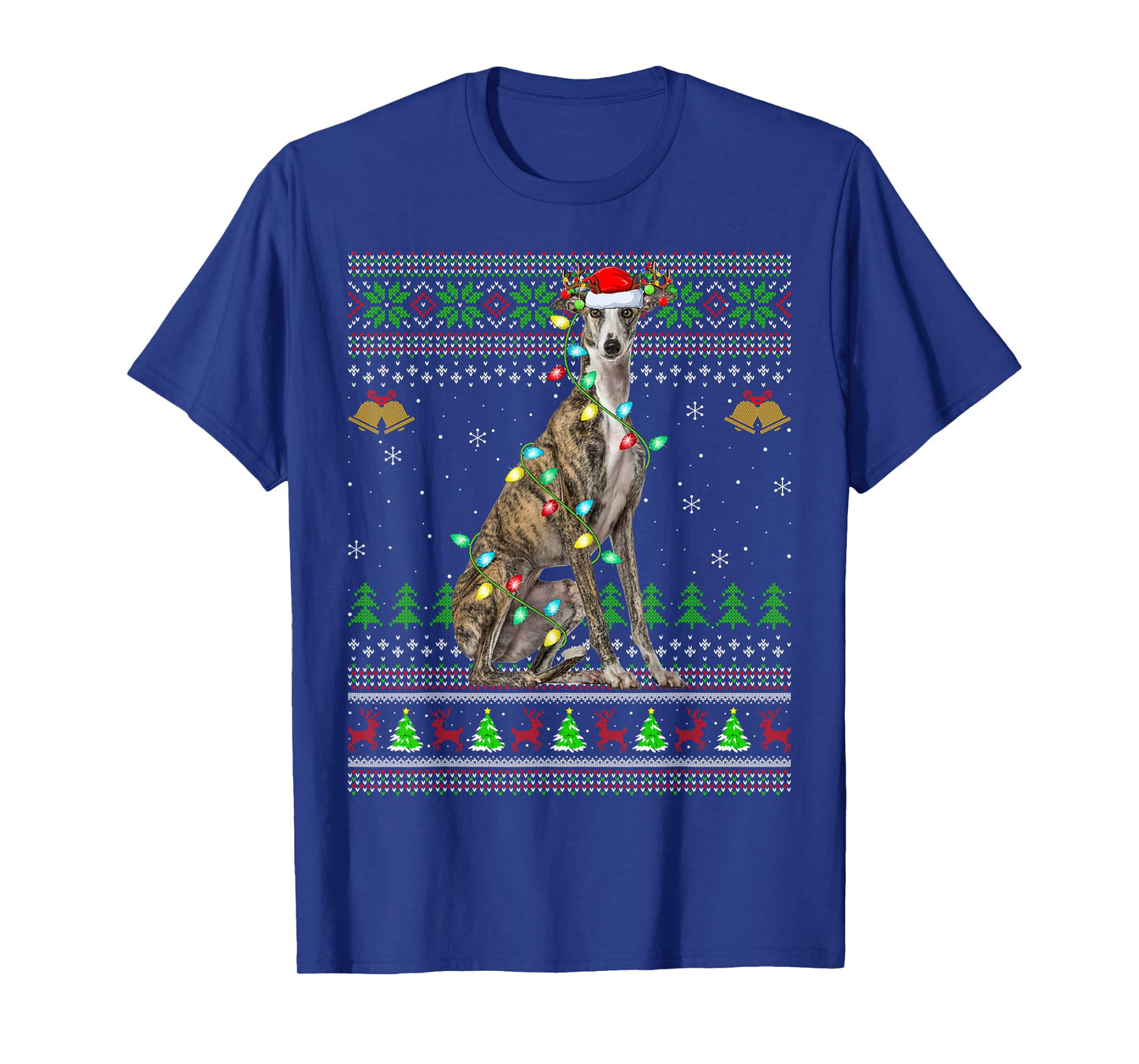 Greyhound Dog Ugly Christmas Sweaters Holiday Santa Xmas T-Shirt