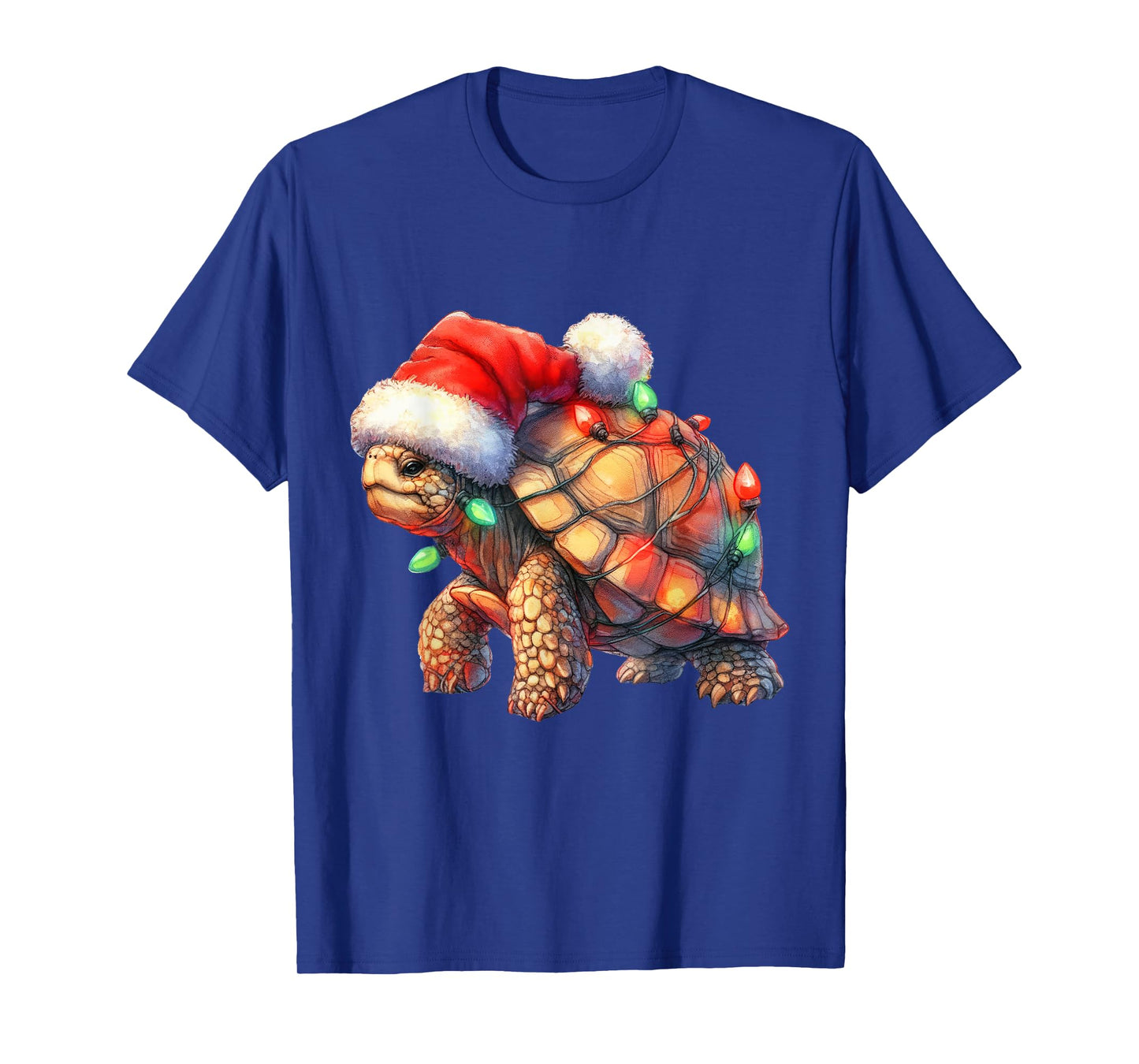 Turtle Christmas Lights Funny Santa Hat Merry Xmas T-Shirt