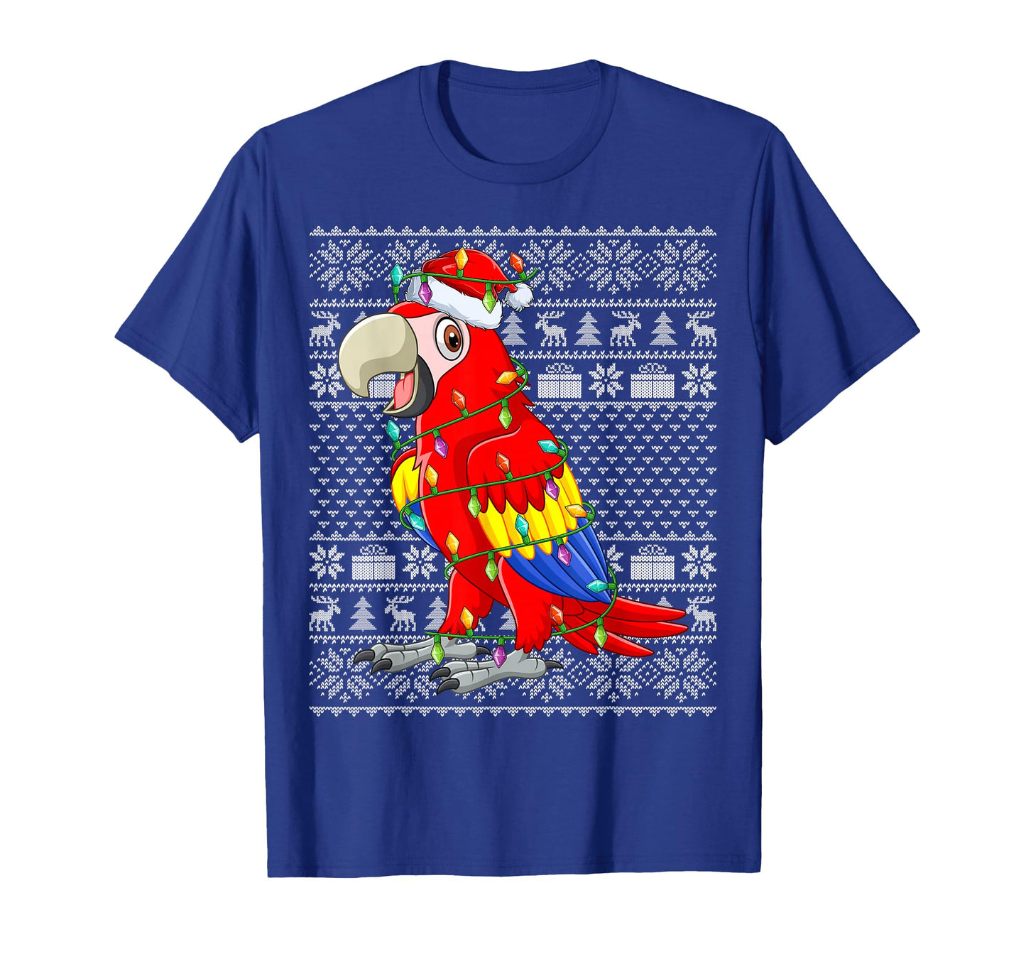 Macaw Parrot Christmas Lights Ugly Sweater Funny Bird Xmas T-Shirt