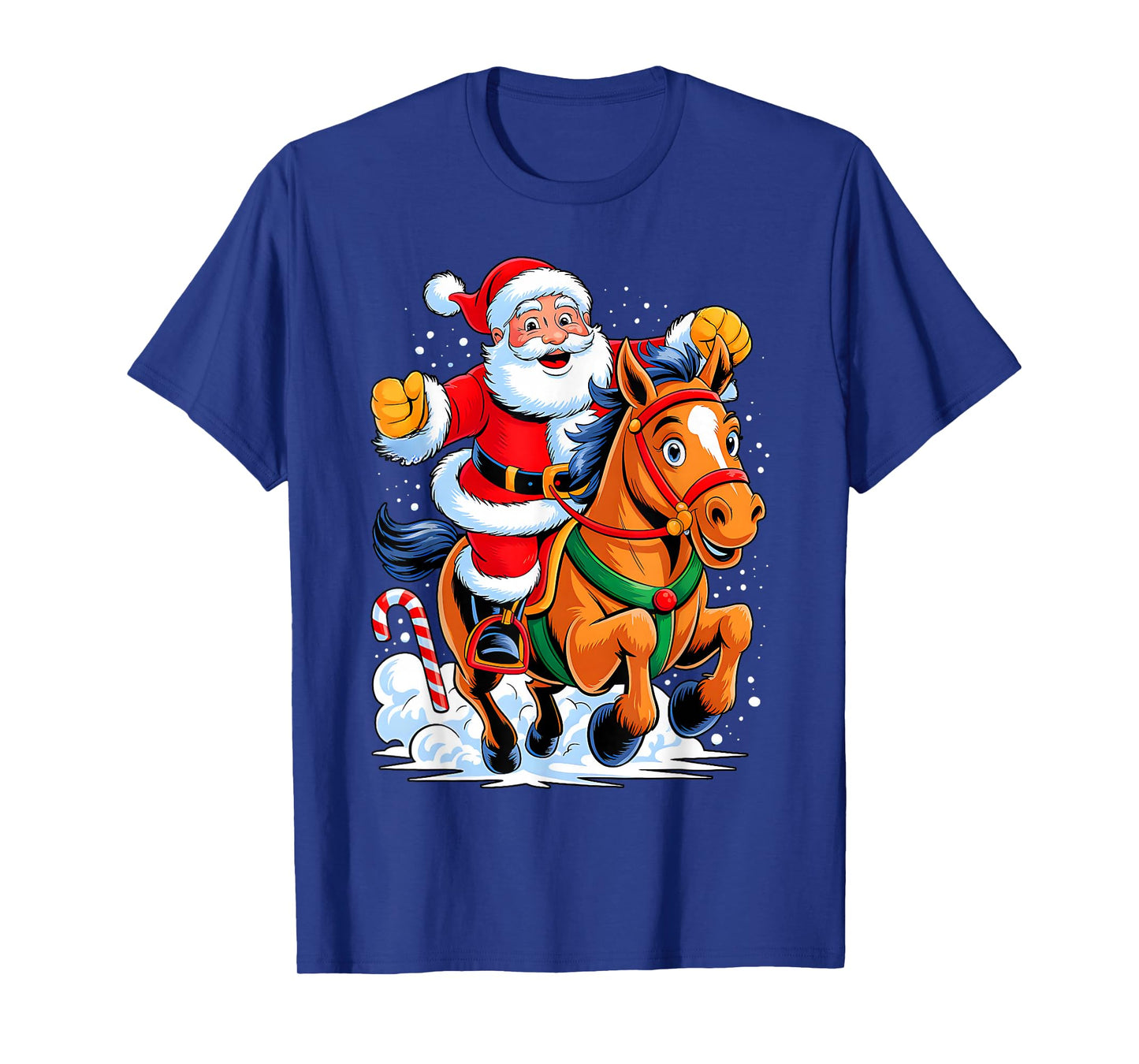 Santa Riding Horse Funny Equestrian Christmas Xmas Pajama T-Shirt