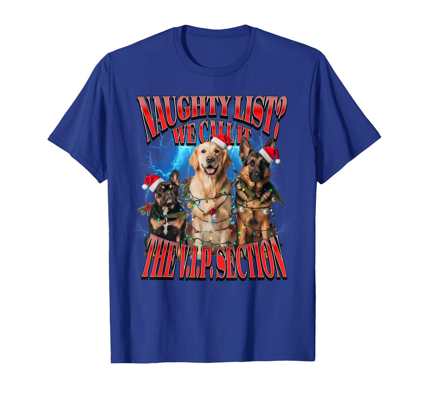 Naughty List VIP Section Christmas Funny Dog Breeds Bootleg T-Shirt