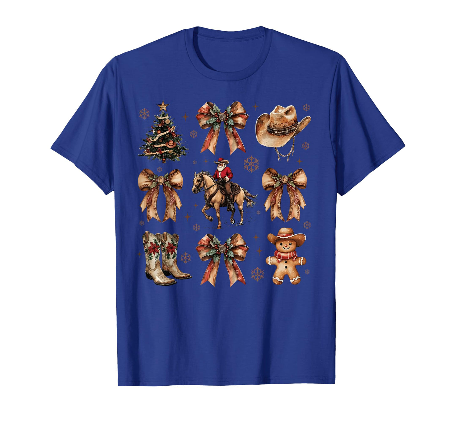 Howdy Christmas Santa Cowboy Coquette Bow Gingerbread Xmas T-Shirt