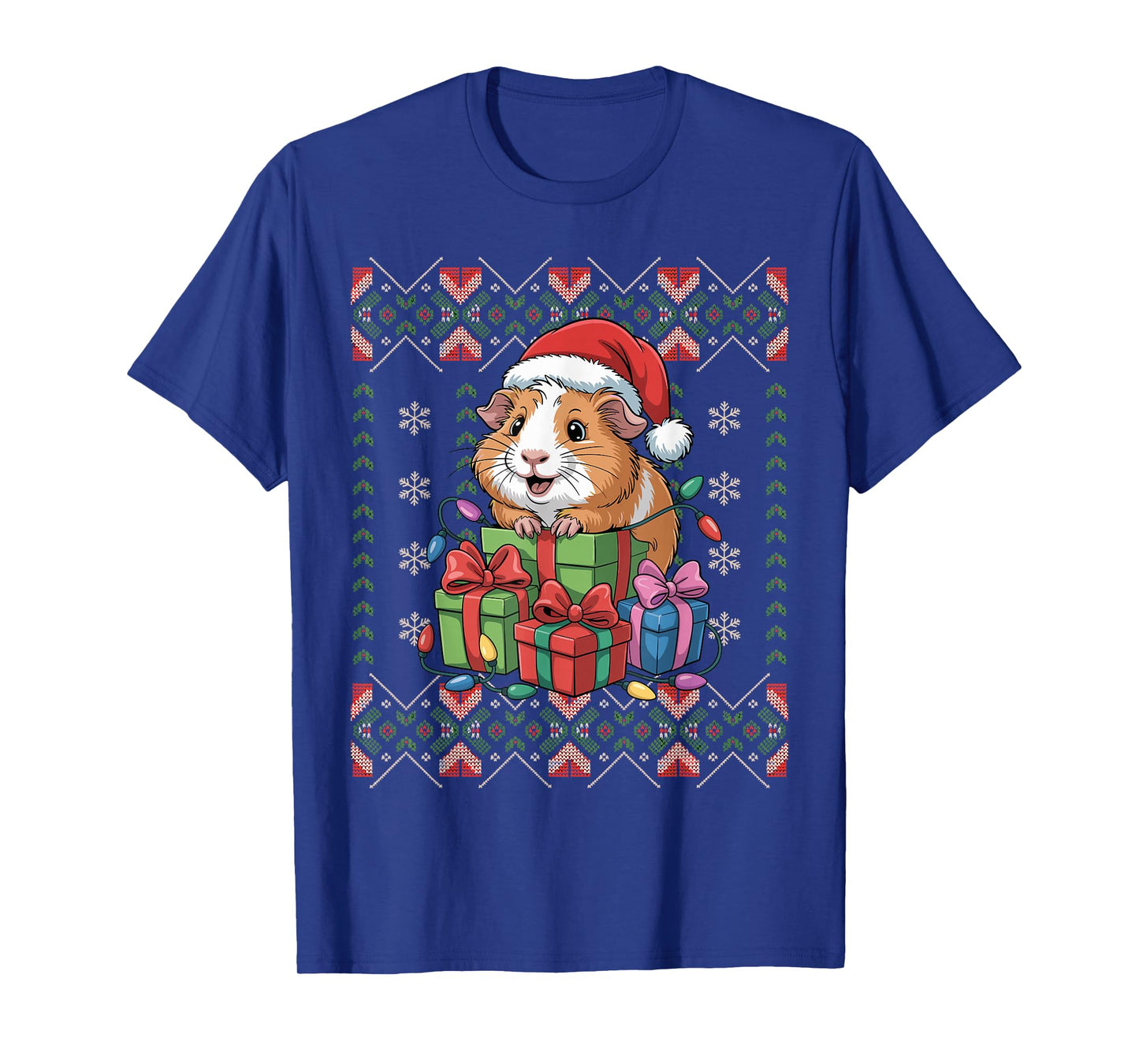 Santa Guinea Pig Christmas Ugly Sweater Funny Holiday Pajama T-Shirt