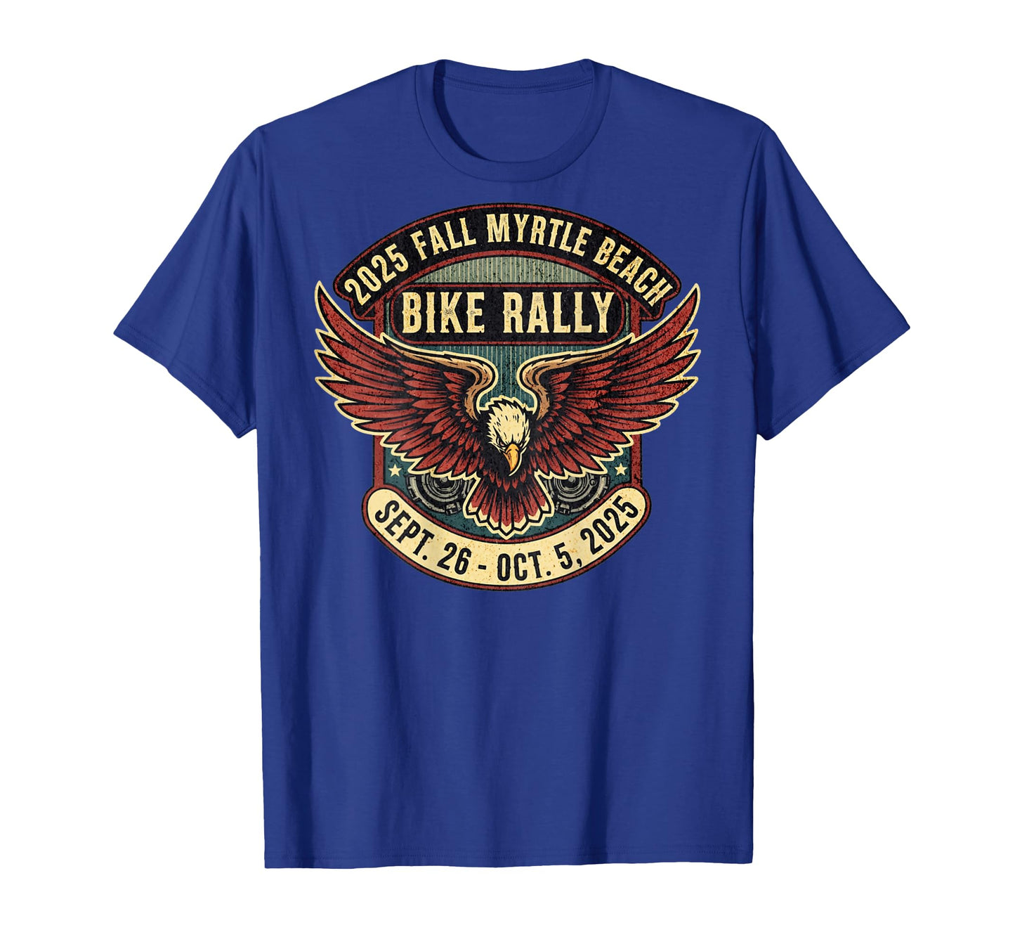 2025 Fall Myrtle Beach Bike Rally with Vintage Art ON Back T-Shirt