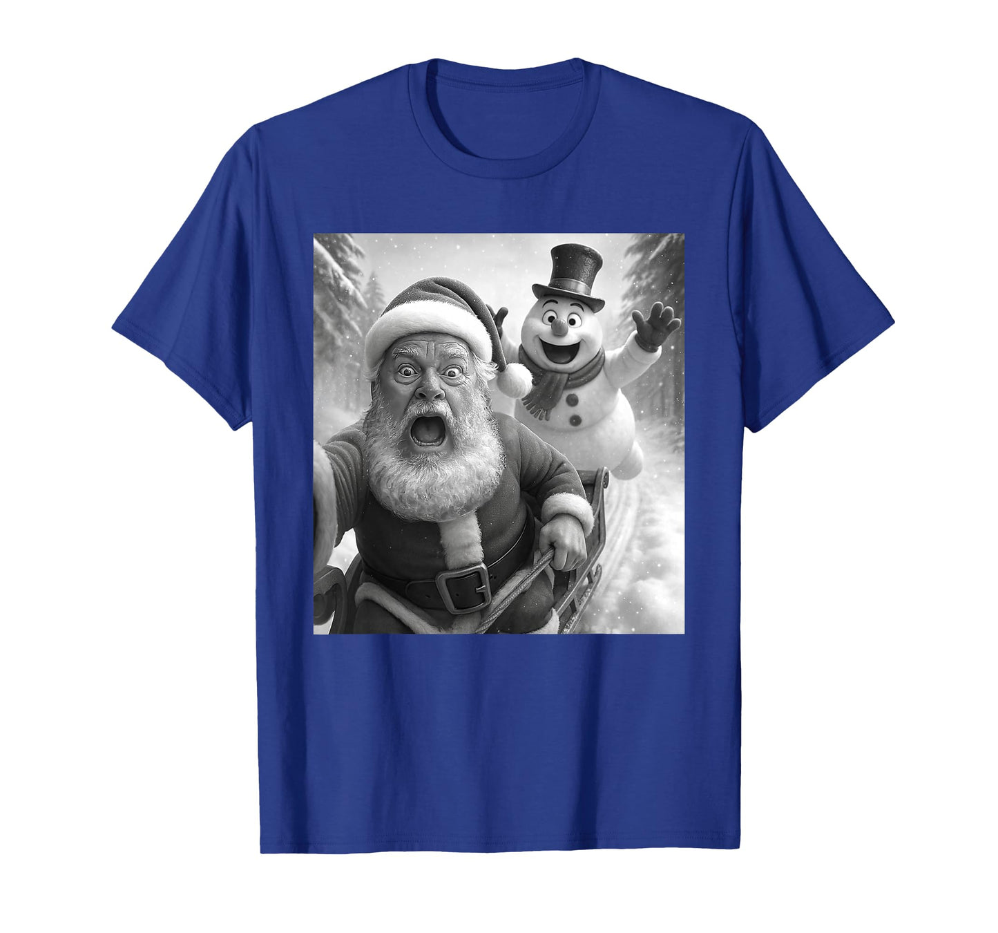 Funny Meme Santa Snowman Taking A Selfie Christmas Holiday T-Shirt