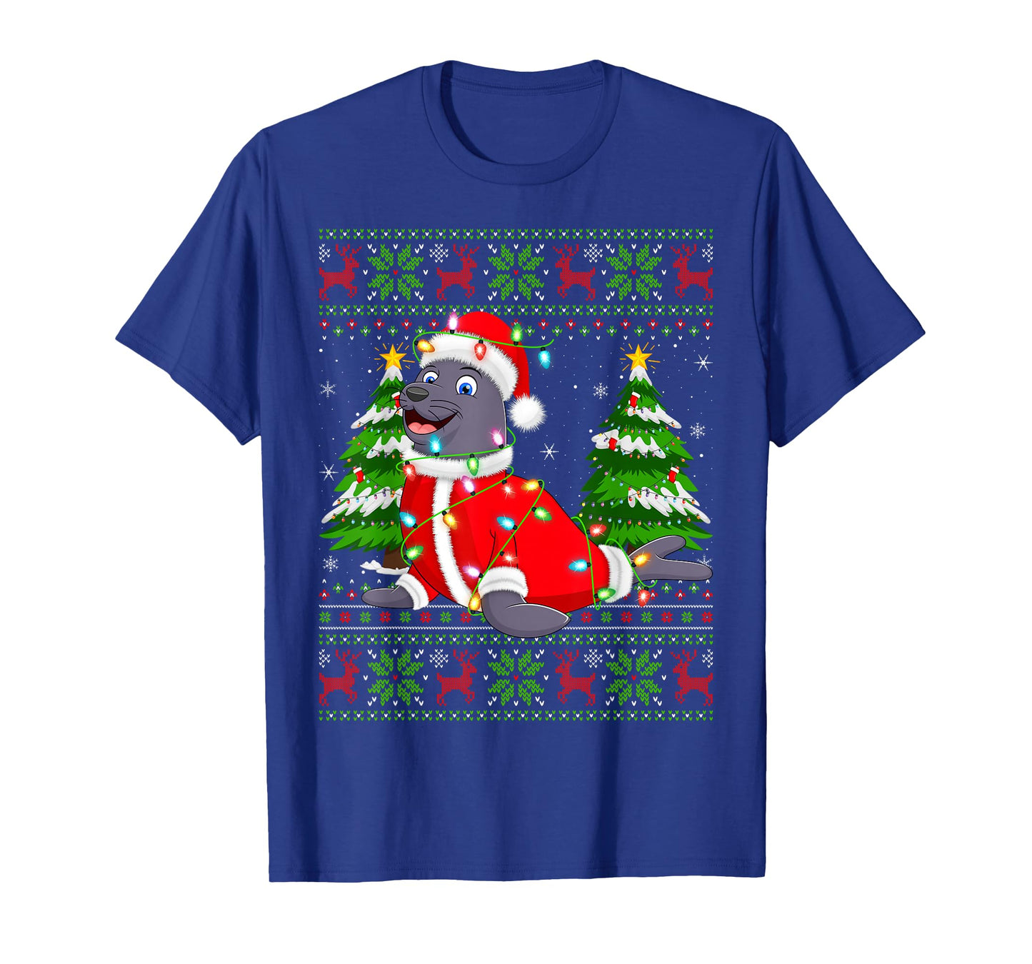 Seals Christmas Lights Santa Costume Ugly Xmas Sweaters T-Shirt