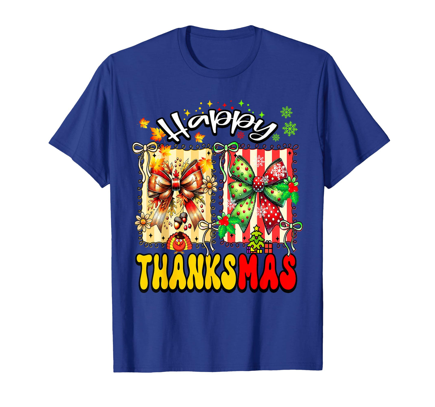 Happy ThanksMas Thanksgiving Christmas Coquette Bow Lover T-Shirt
