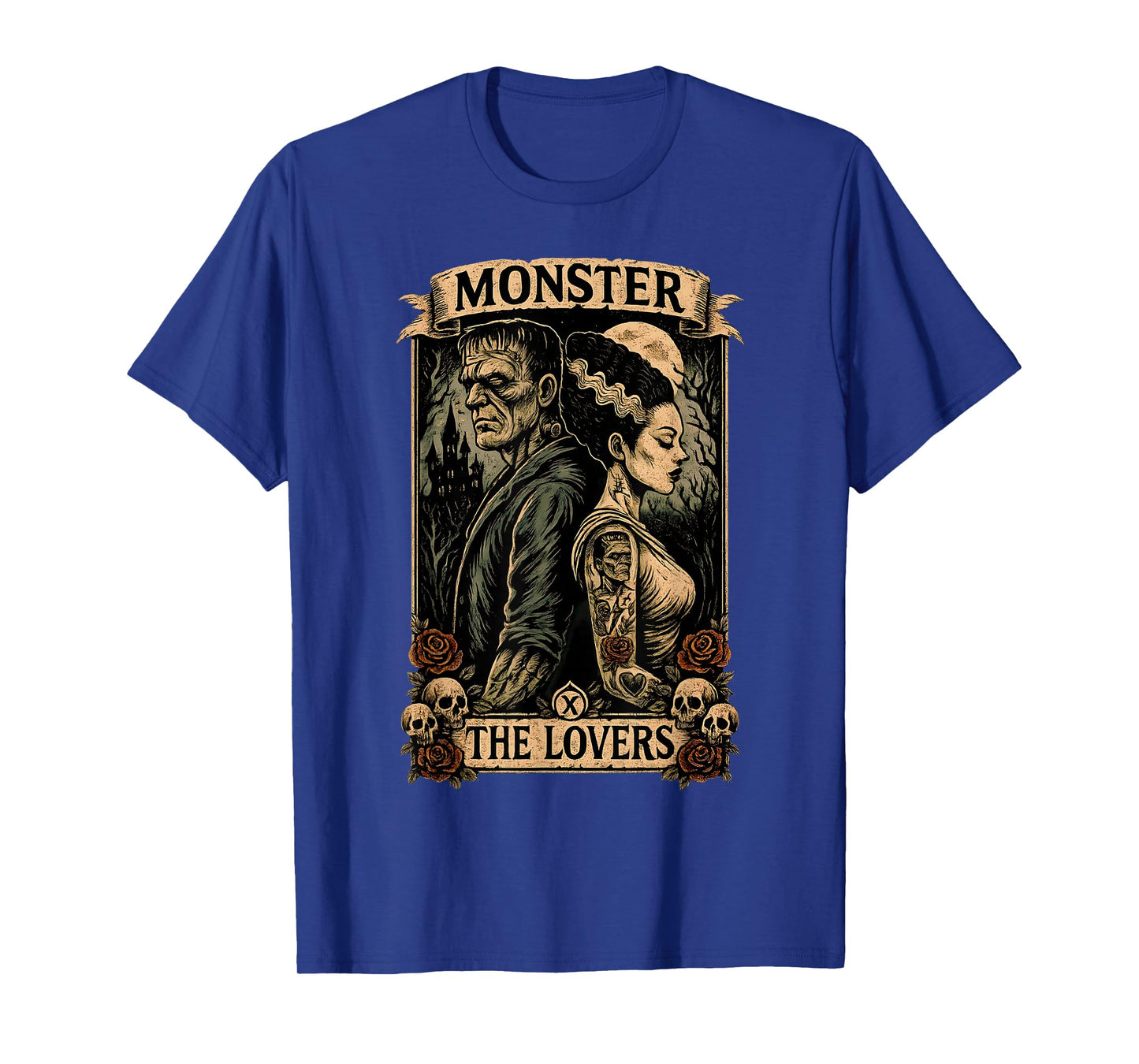 The Monster Frankenstein and Bride The Lovers Tarot Card T-Shirt
