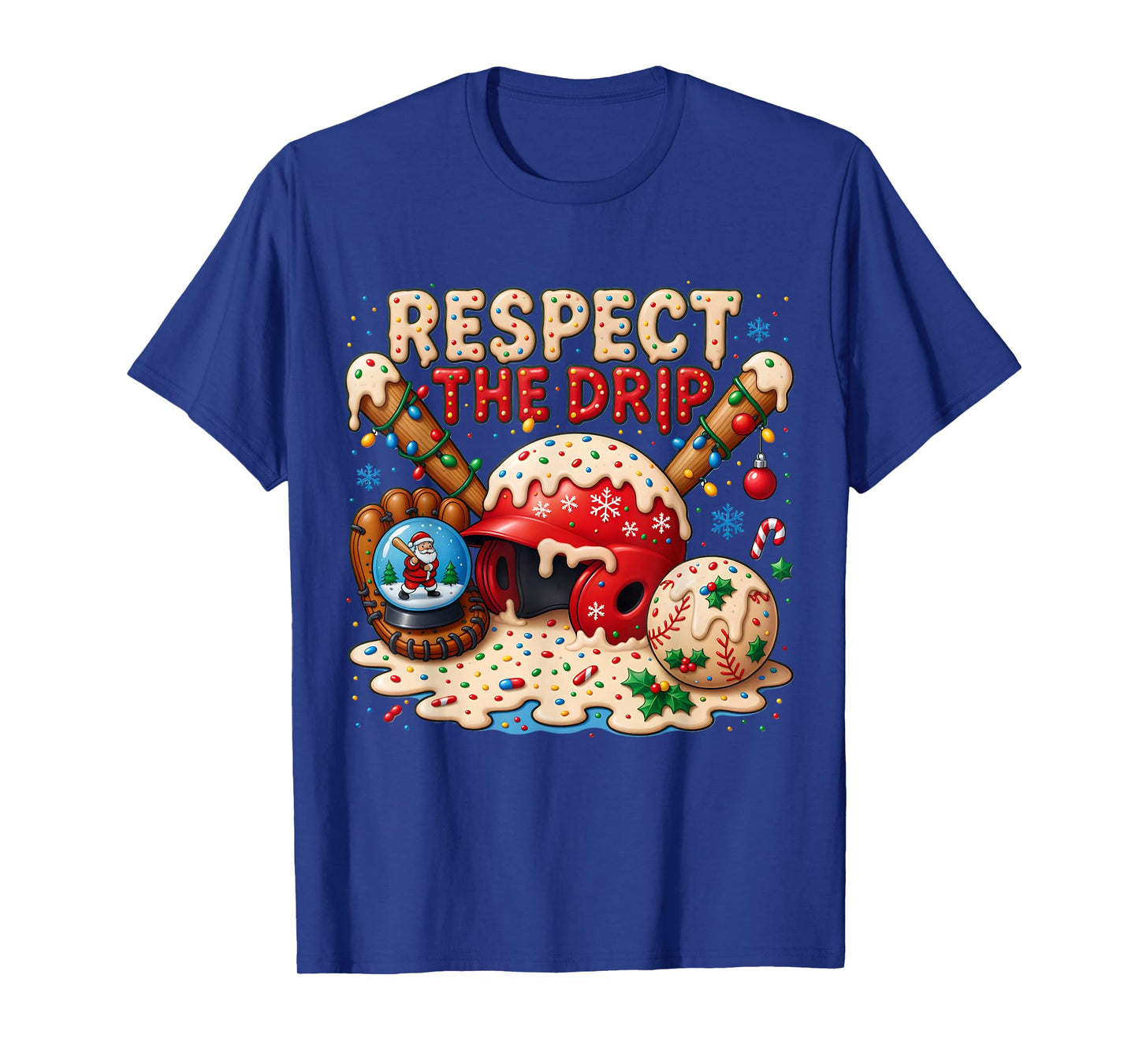 Christmas Baseball Respect The Drip Home Plate Ice Cream T-Shirt