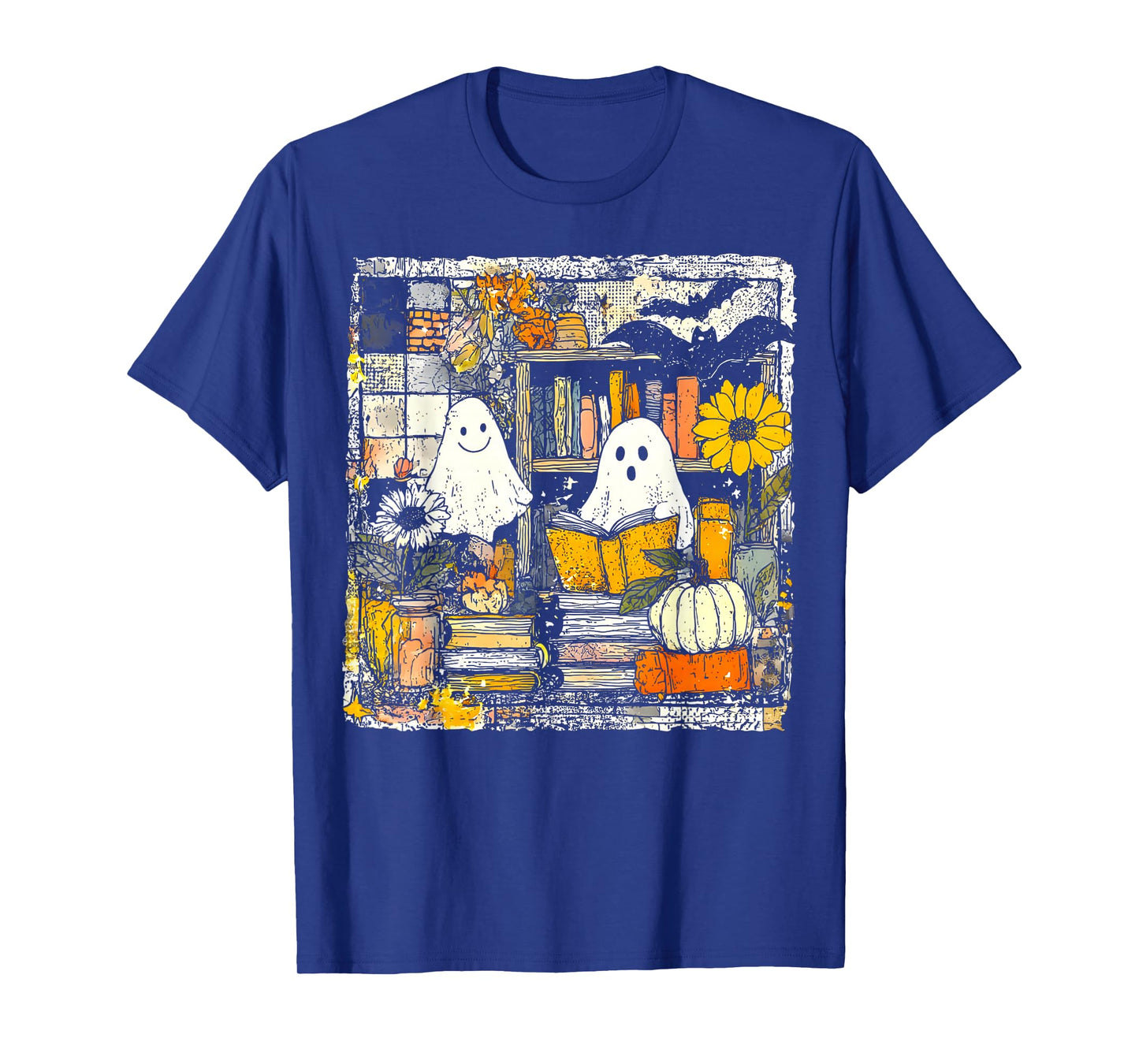 Vintage Ghost Reading Book Lovers Library Halloween Spooky T-Shirt