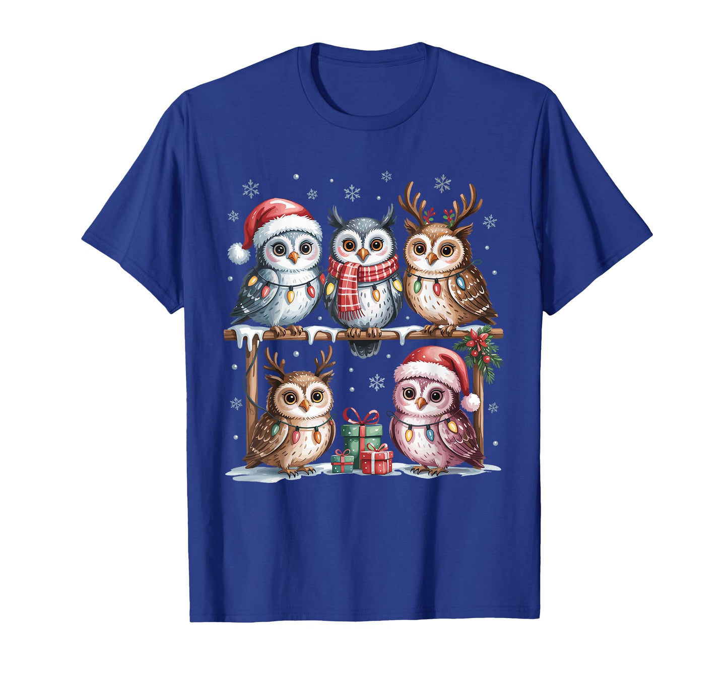 Owl Christmas Cute Bird Lovers Funny Holiday Pajamas T-Shirt