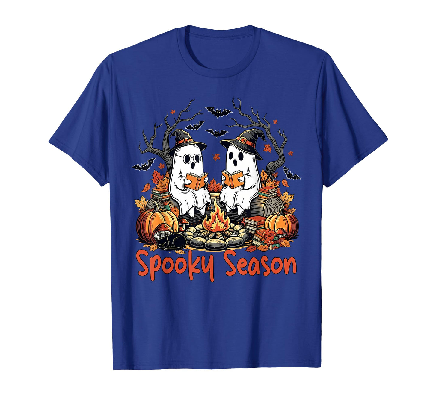 Spooky Season Ghost Reading Books Halloween Teacher Girl Boy T-Shirt