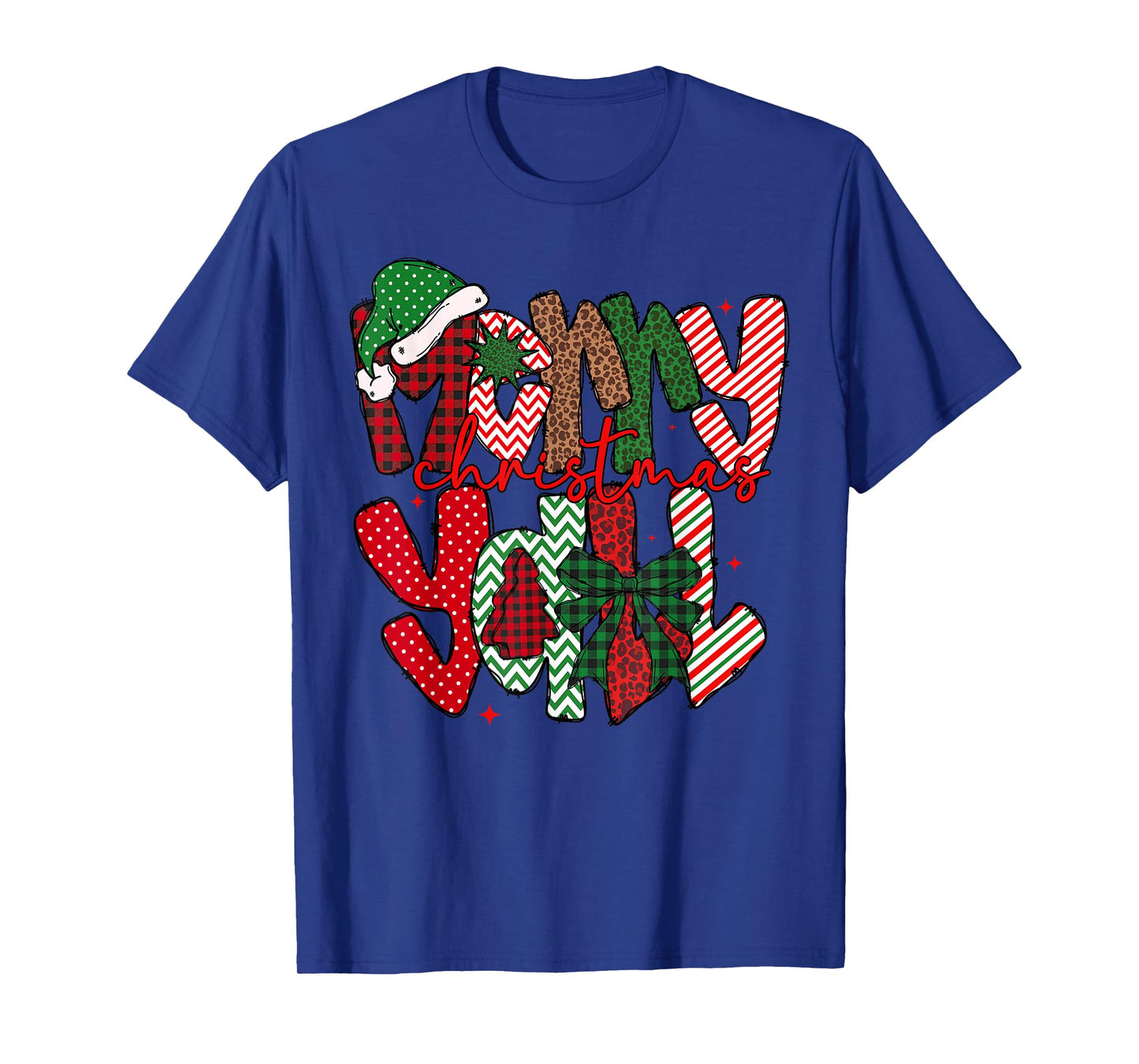 Merry Christmas Yall Coquette Bow Plaid Leopard Girl Women T-Shirt