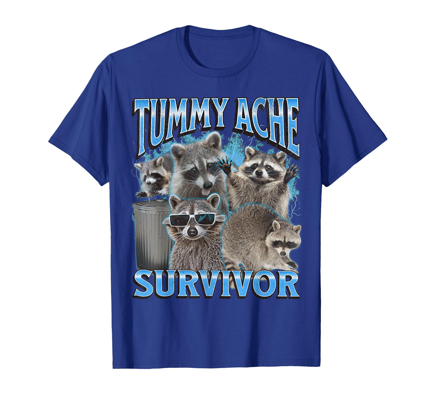 Tummy Ache Funny Raccoon Meme Bootleg Graphic 90s T-Shirt