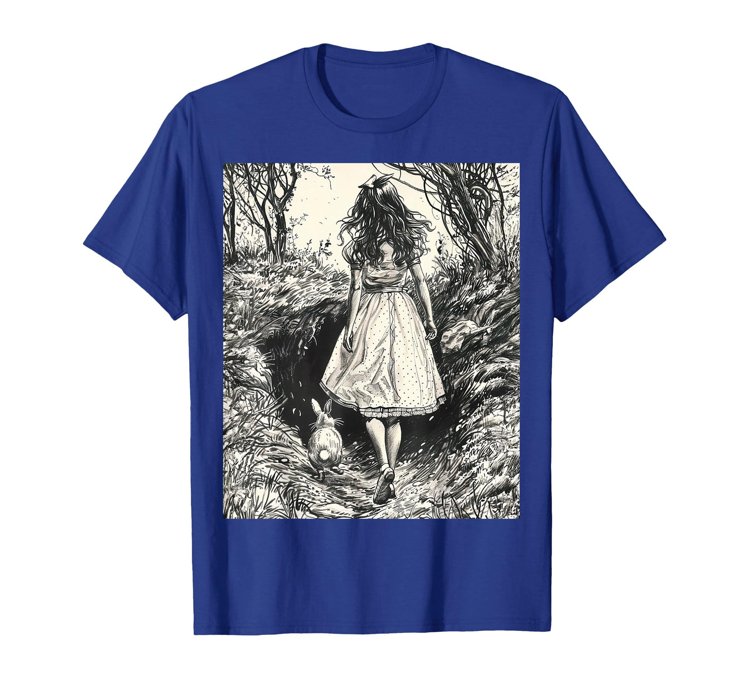 Alice in Wonderland Down the Rabbit Hole Vintage Fantasy T-Shirt