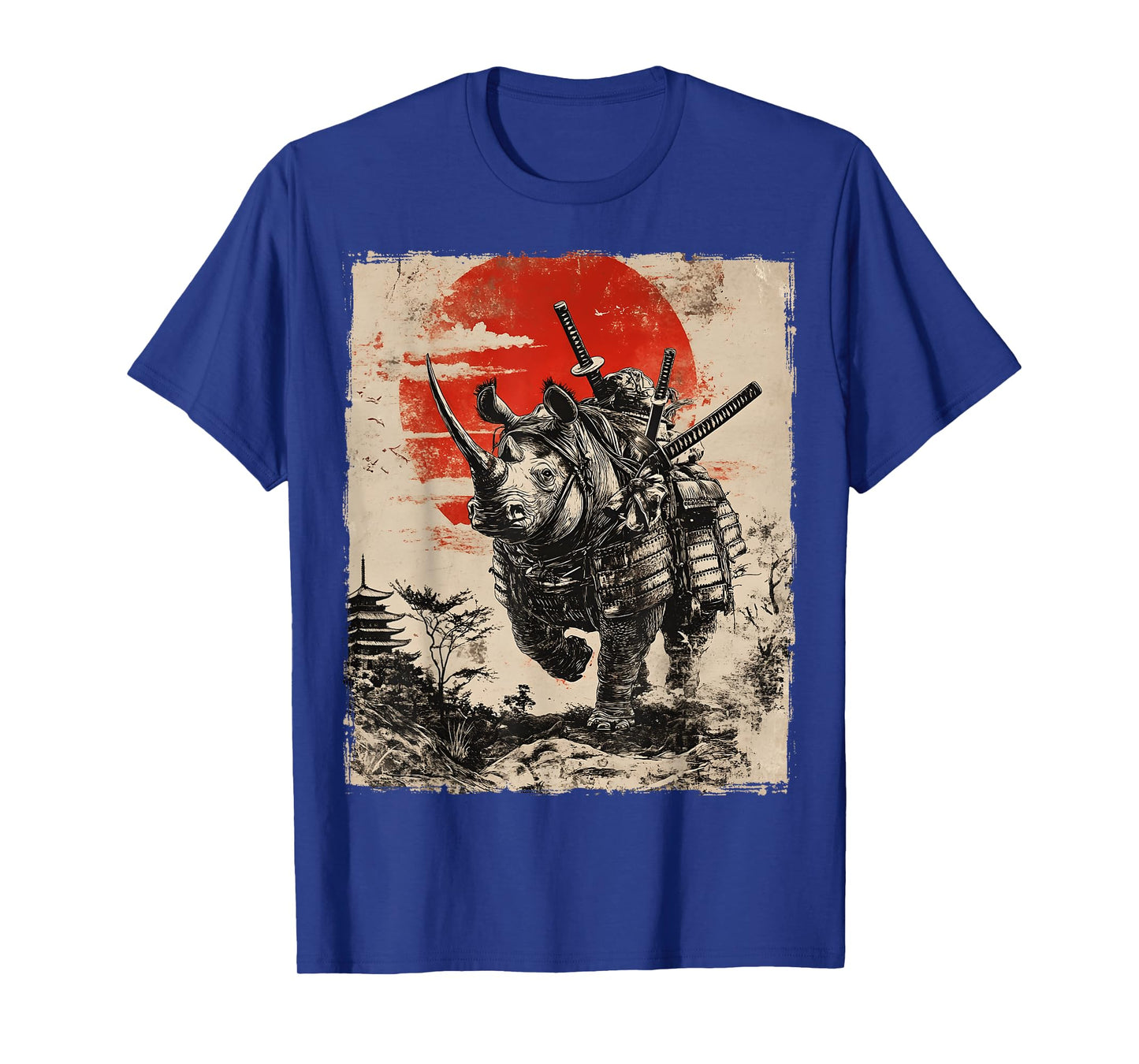 Samurai Rhinoceros Japanese Funny Vintage Ukiyo-e Art T-Shirt
