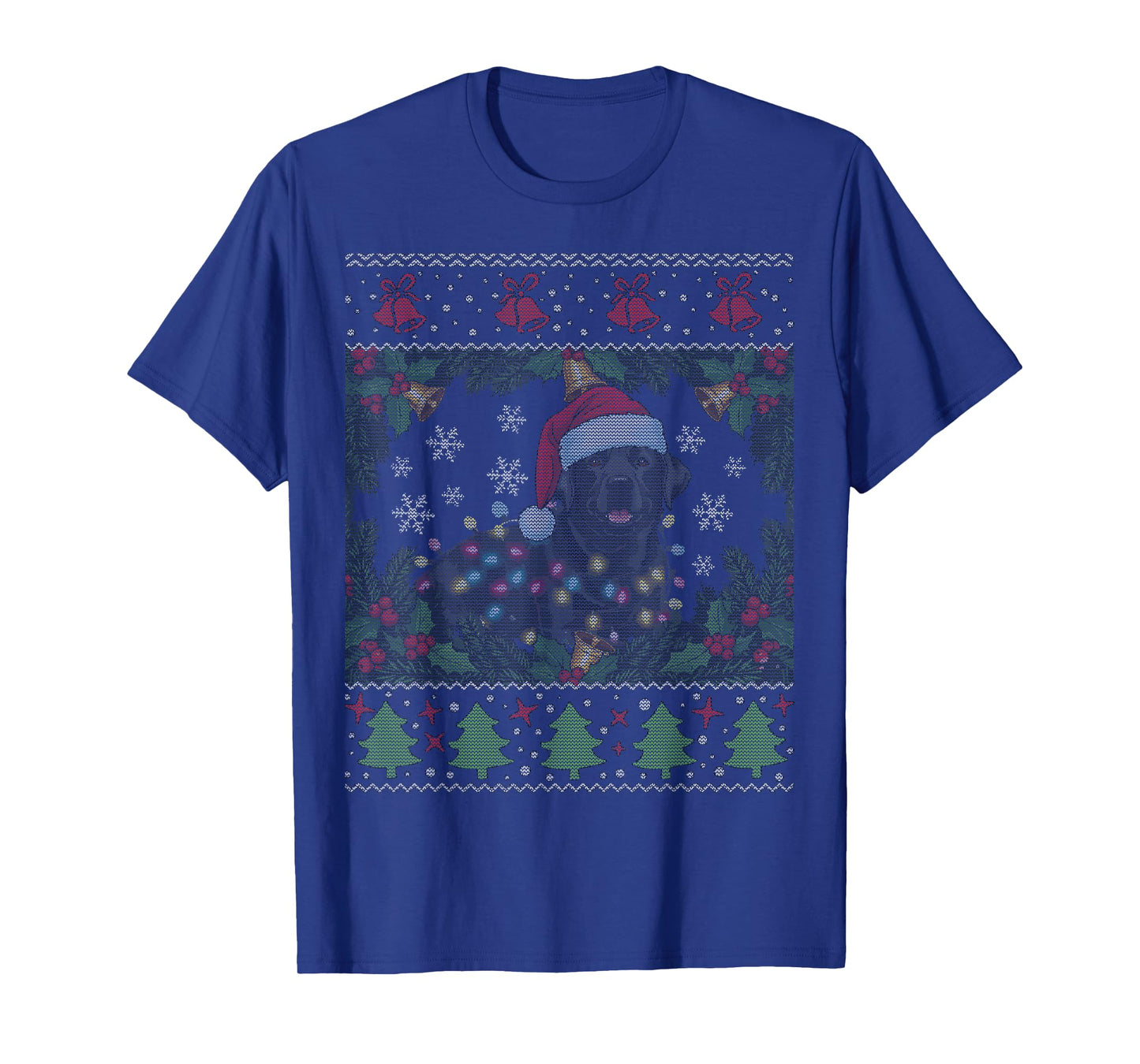 Labrador Dog Santa Happy Christmas Funny Ugly Christmas T-Shirt