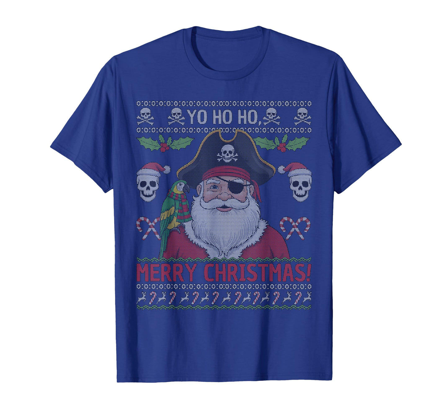 Santa Pirate Merry Christmas Funny Ugly Christmas T-Shirt