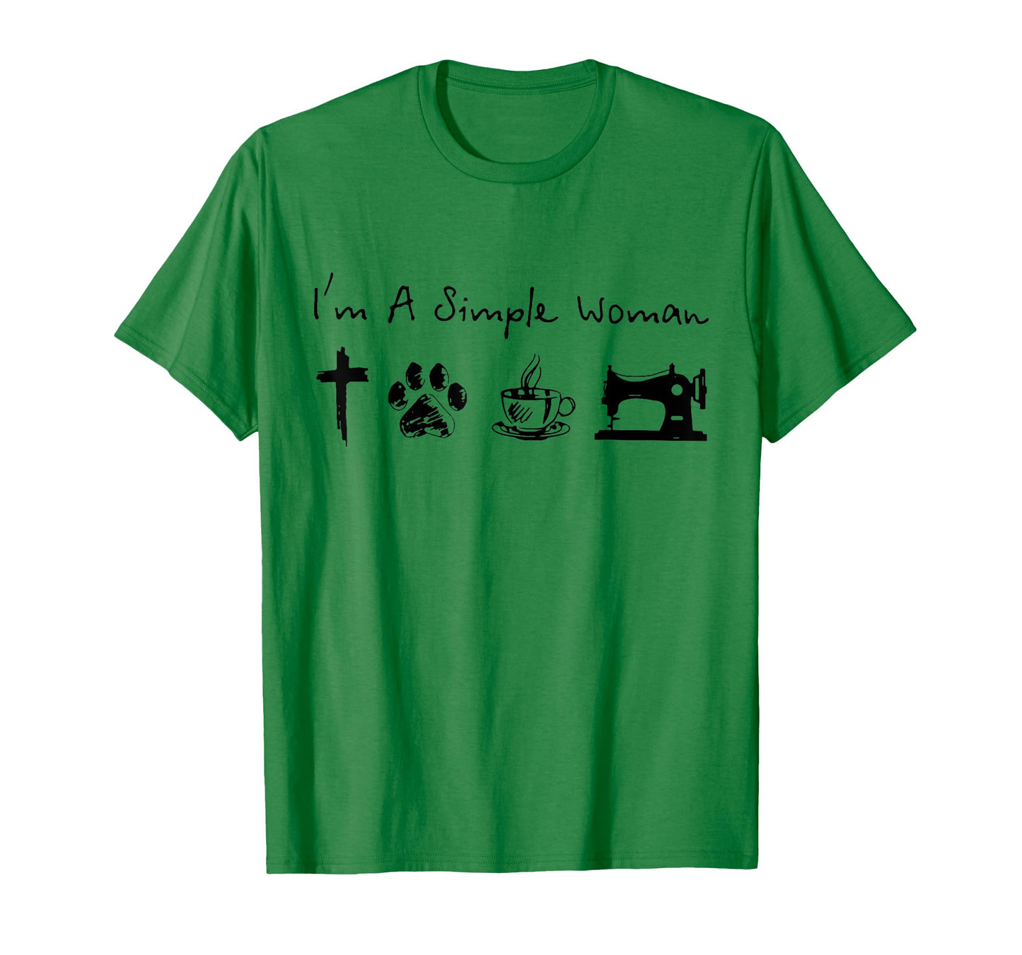 I'm A Simple Woman Jesus Dogs Cats Coffee Sewing Quilting T-Shirt