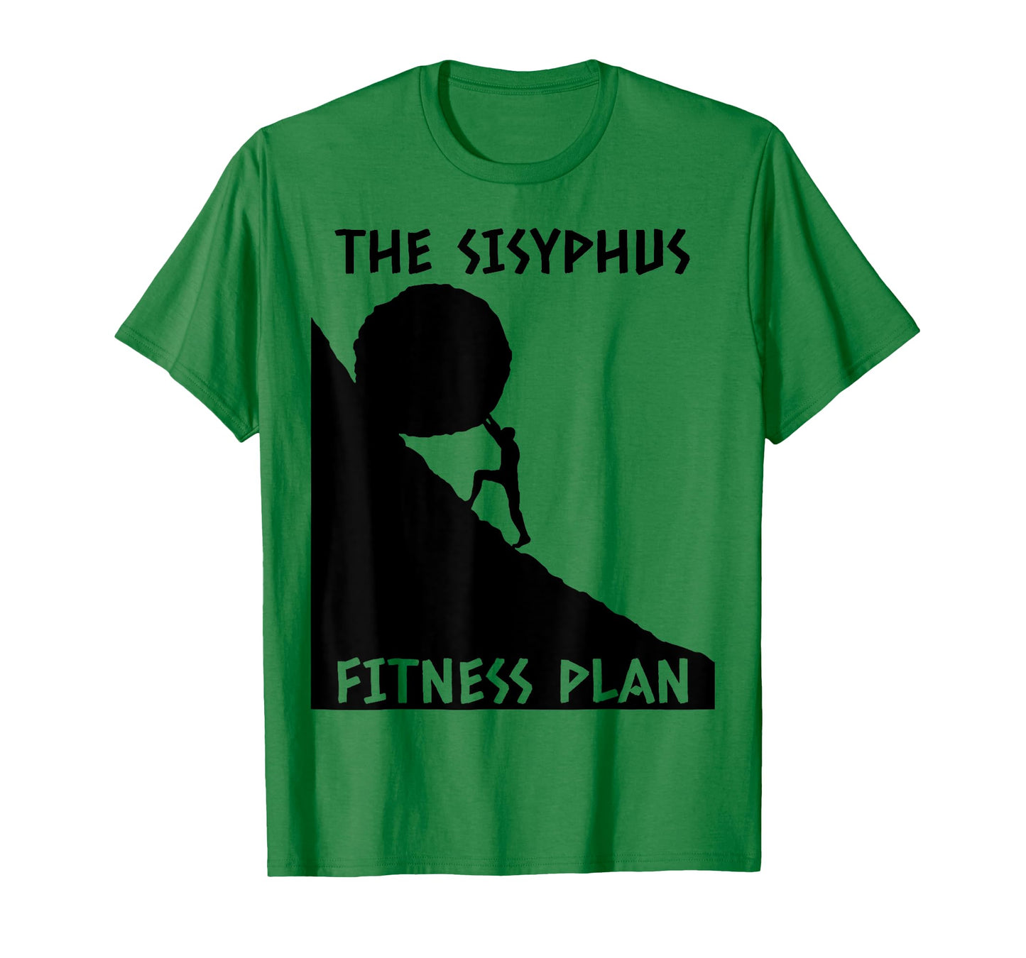 Funny The Sisyphus Fitness Plan Tee Shirt - Women's Grey Cotton Blend T-Shirt - Classic Fit - Short Sleeve - Size 6