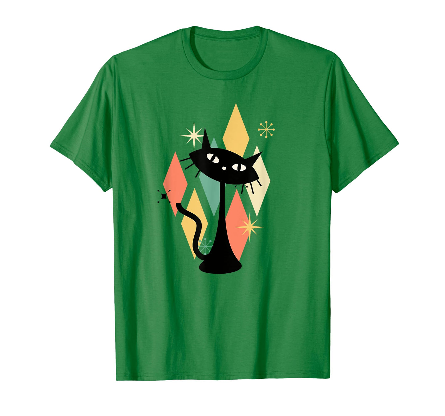 Colorful Retro Cat Midcentury Atomic Age Modern Mid Century T-Shirt for Men Women Kids