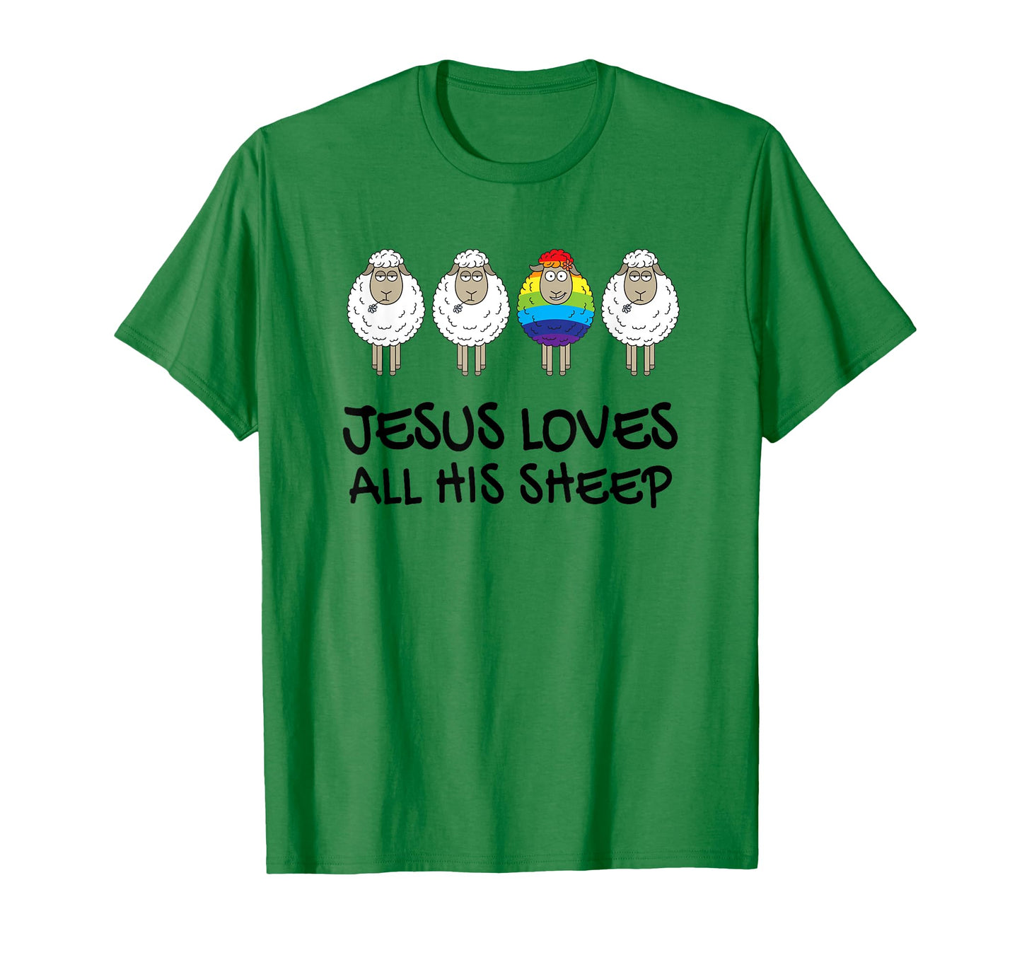 Rainbow Pride Gay Christian LGBTQ+ Jesus Loves All His Sheep T-Shirt