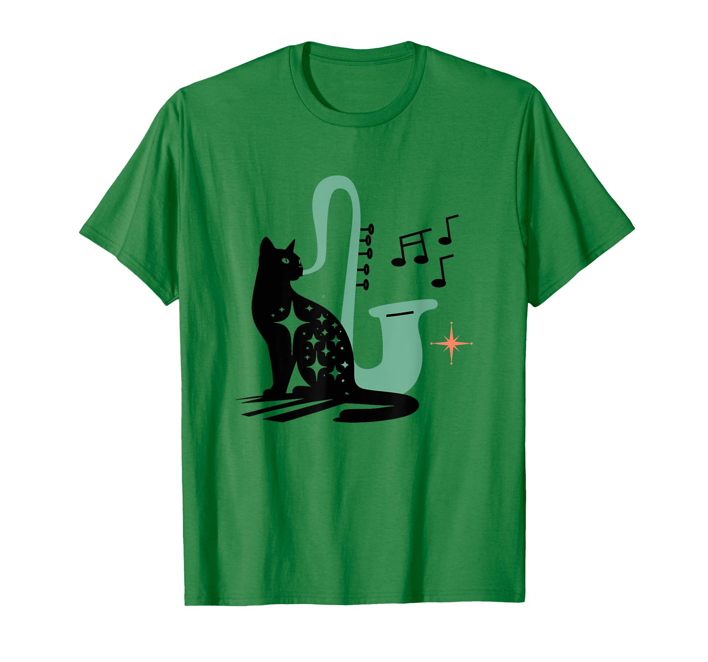 Retro Musical Cat Saxophone Midcentury Modern Mid Century T-Shirt