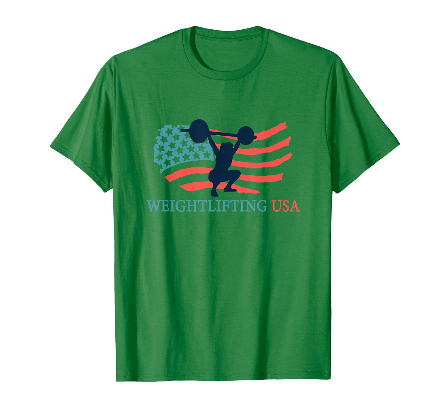 Weightlifter Gym Weightlifting USA Team Coach American Flag T-Shirt