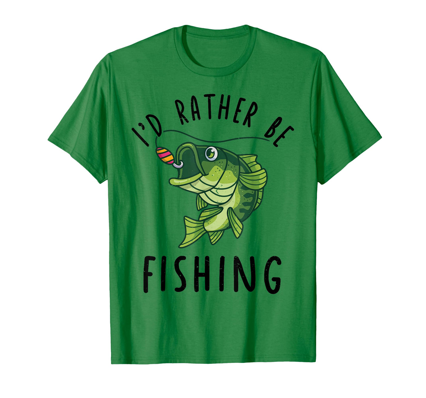 Kid Id Rather Be Fishing Youth Boy Bass Fish Funny Fisherman T-Shirt