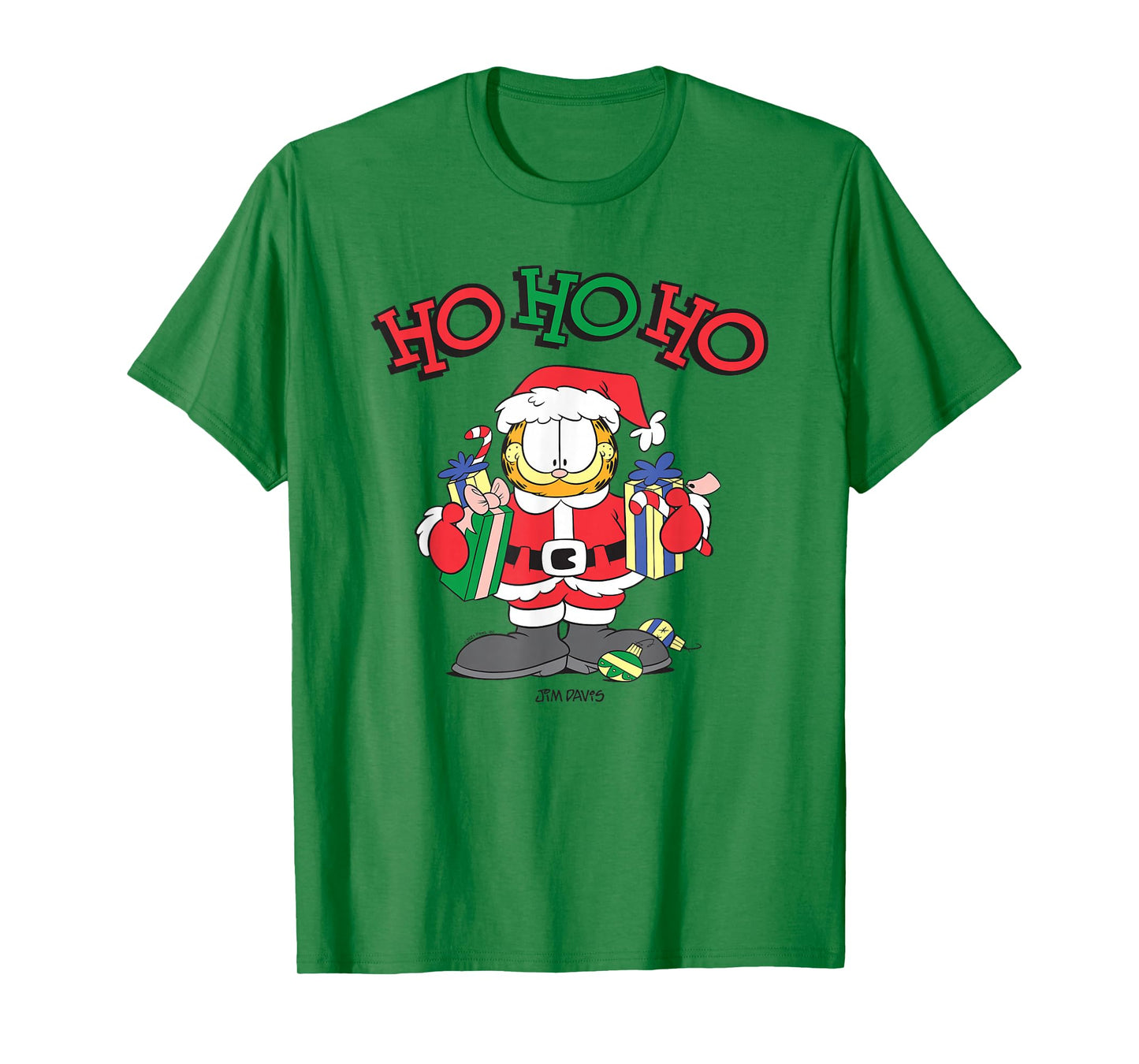 Garfield Ho Ho Ho Santa with Gifts Funny Christmas Holiday T-Shirt