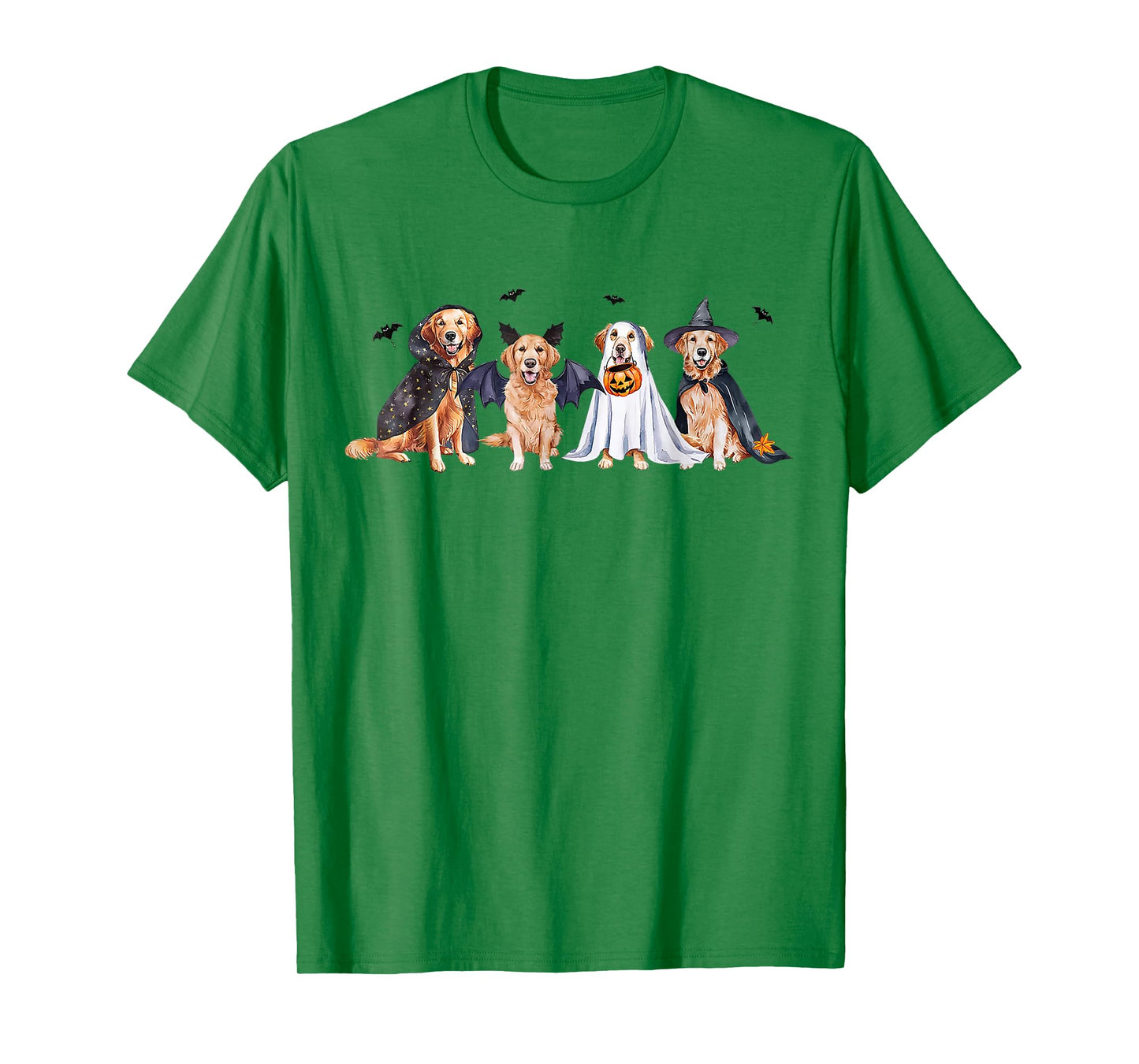 Golden Retriever Ghost Dog Halloween Golden Retriever Witch T-Shirt for Men Women Kids